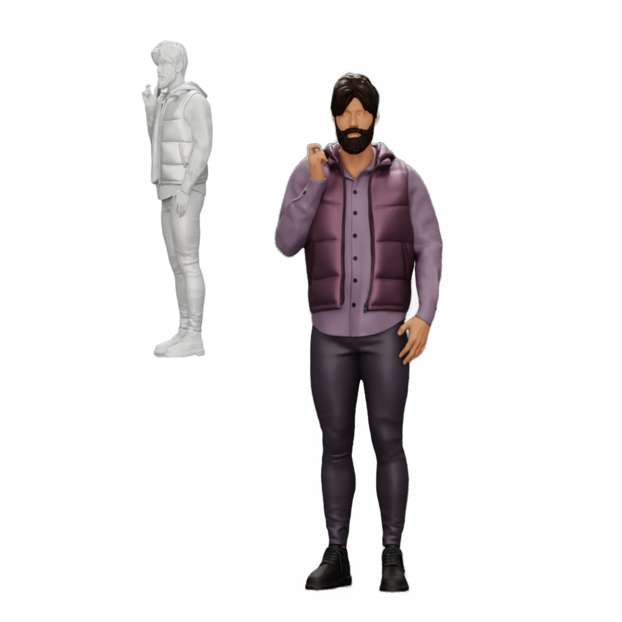 Foto de producto de modelismo de diorama 0: Hombre con barba y chaqueta se presenta con confianza (Ref Nr. A24)