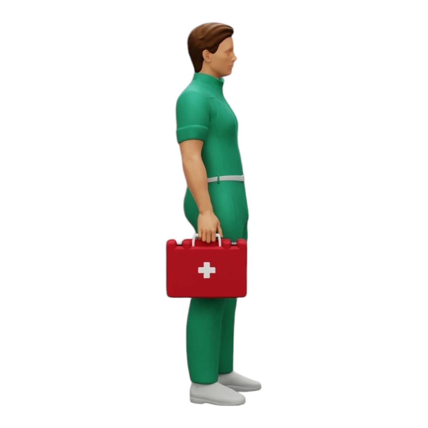 Diorama Modellbau Produktfoto 0: Sanitäter steht mit einem Erste-Hilfe-Kasten bereit (Ref Nr. A28)