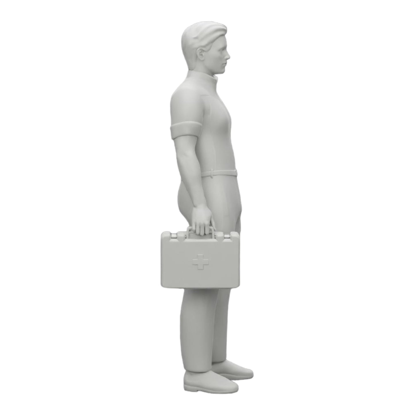 Diorama Modellbau Produktfoto 0: Sanitäter steht mit einem Erste-Hilfe-Kasten bereit (Ref Nr. A28)