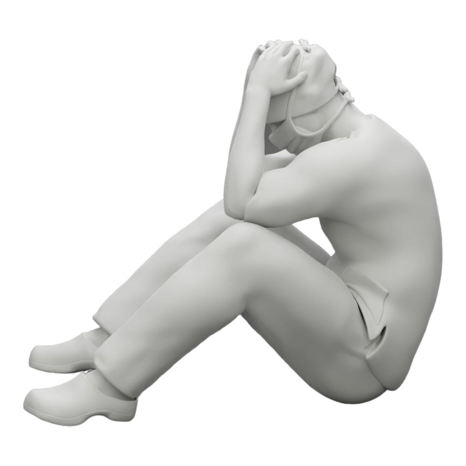 Foto de producto de modelo de diorama 0: Cirujano pensativo sentado en el suelo tras un procedimiento fallido (Ref Nr. A31)