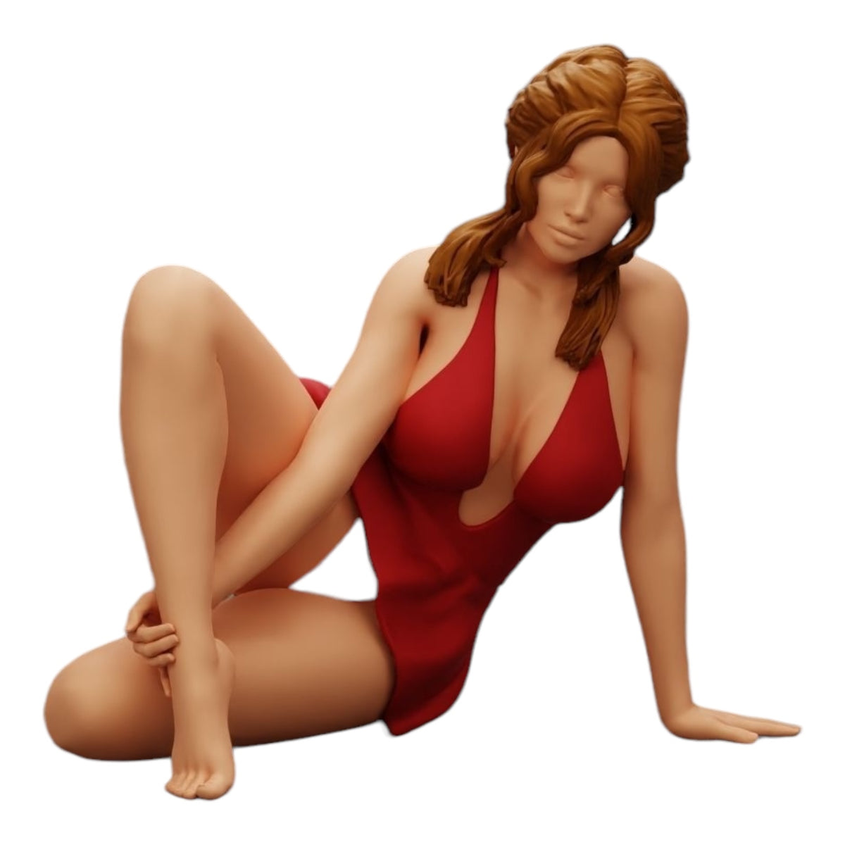 Foto de producto de modelismo de diorama 0: Mujer atractiva sentada relajada en cuclillas (Ref Nr. A34)