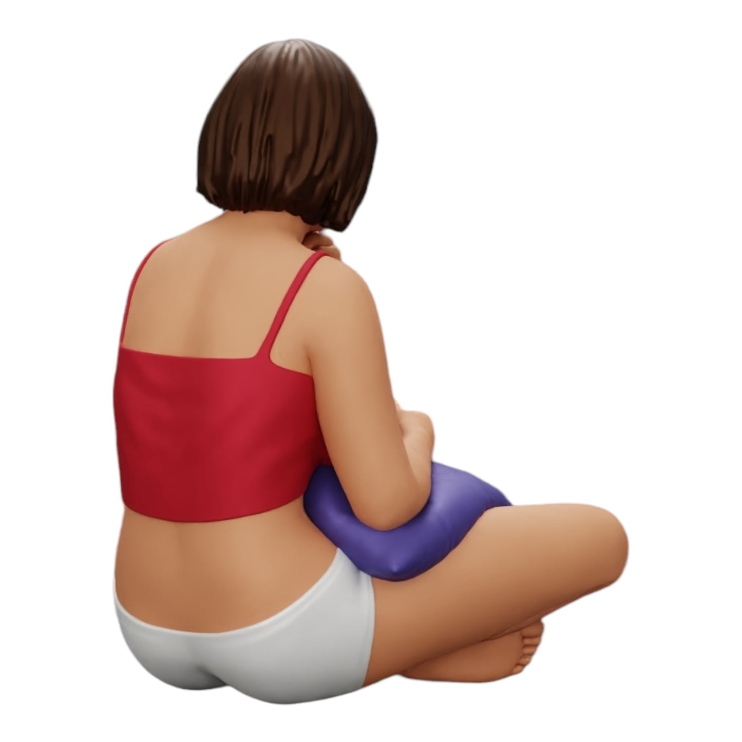 Foto del producto de modelismo de diorama 0: Niña sentada frente al televisor con almohadas en las piernas (Ref Nr. A36)