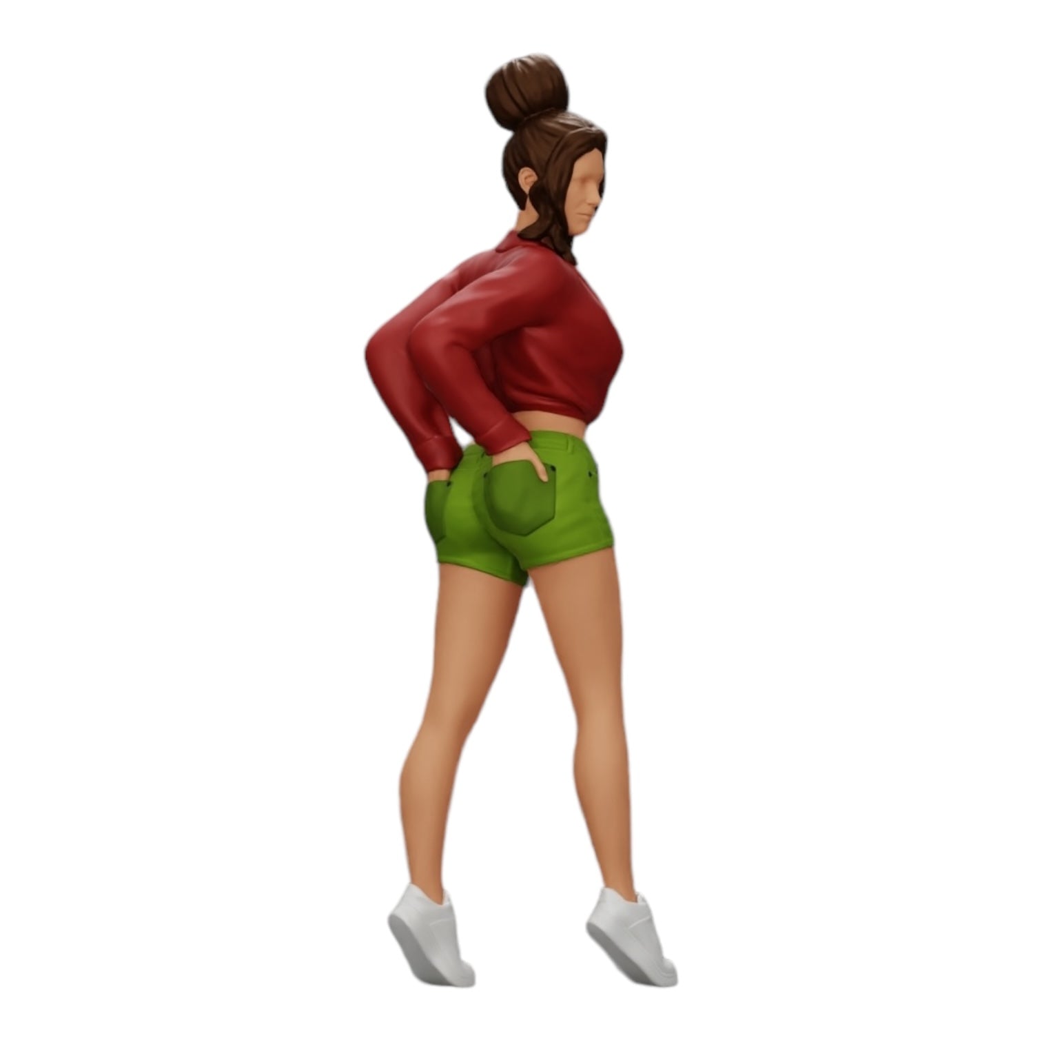 Foto de producto de modelismo de diorama 0: Chica sexy en shorts y camiseta corta con las manos en el bolsillo trasero (Ref Nr. A38)