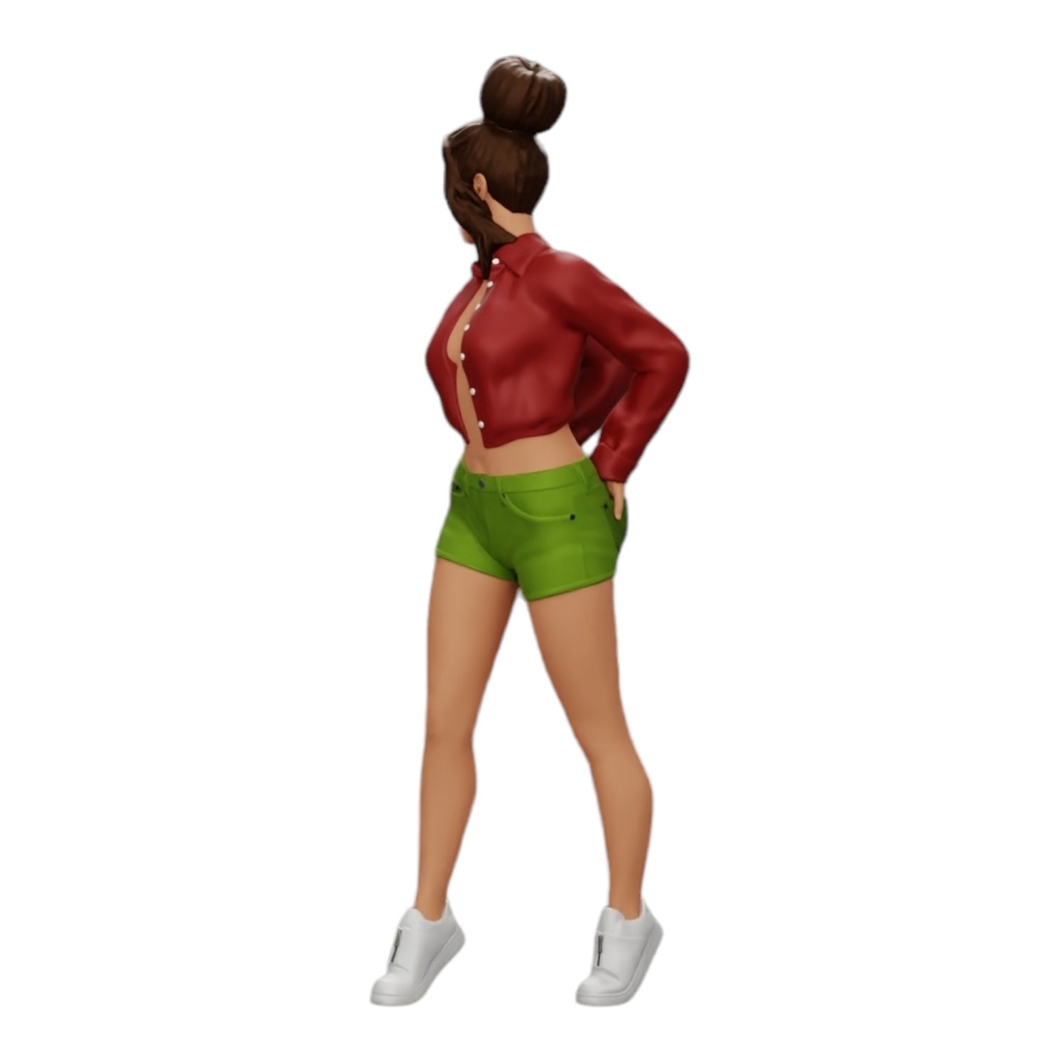 Foto de producto de modelismo de diorama 0: Chica sexy en shorts y camiseta corta con las manos en el bolsillo trasero (Ref Nr. A38)