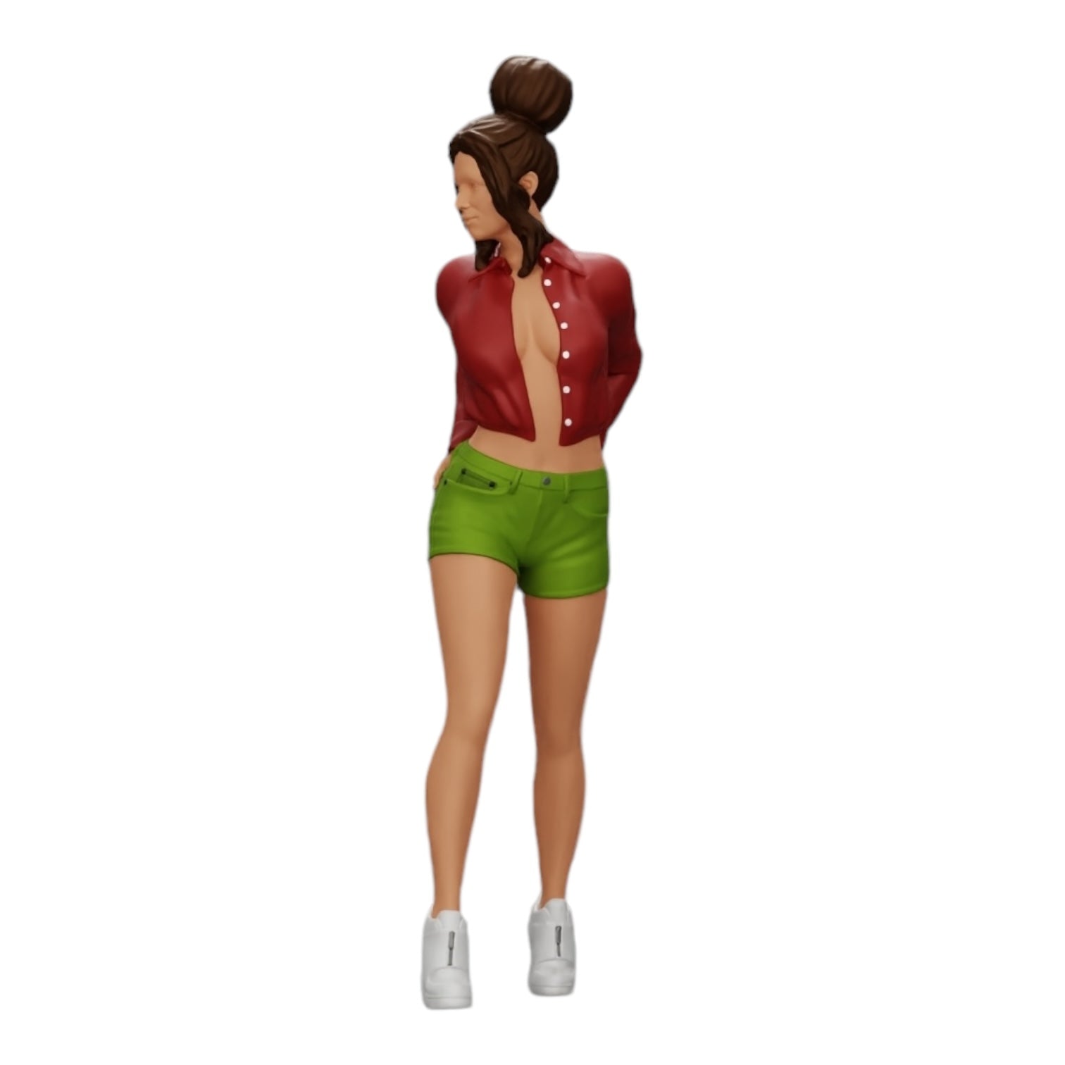 Foto de producto de modelismo de diorama 0: Chica sexy en shorts y camiseta corta con las manos en el bolsillo trasero (Ref Nr. A38)