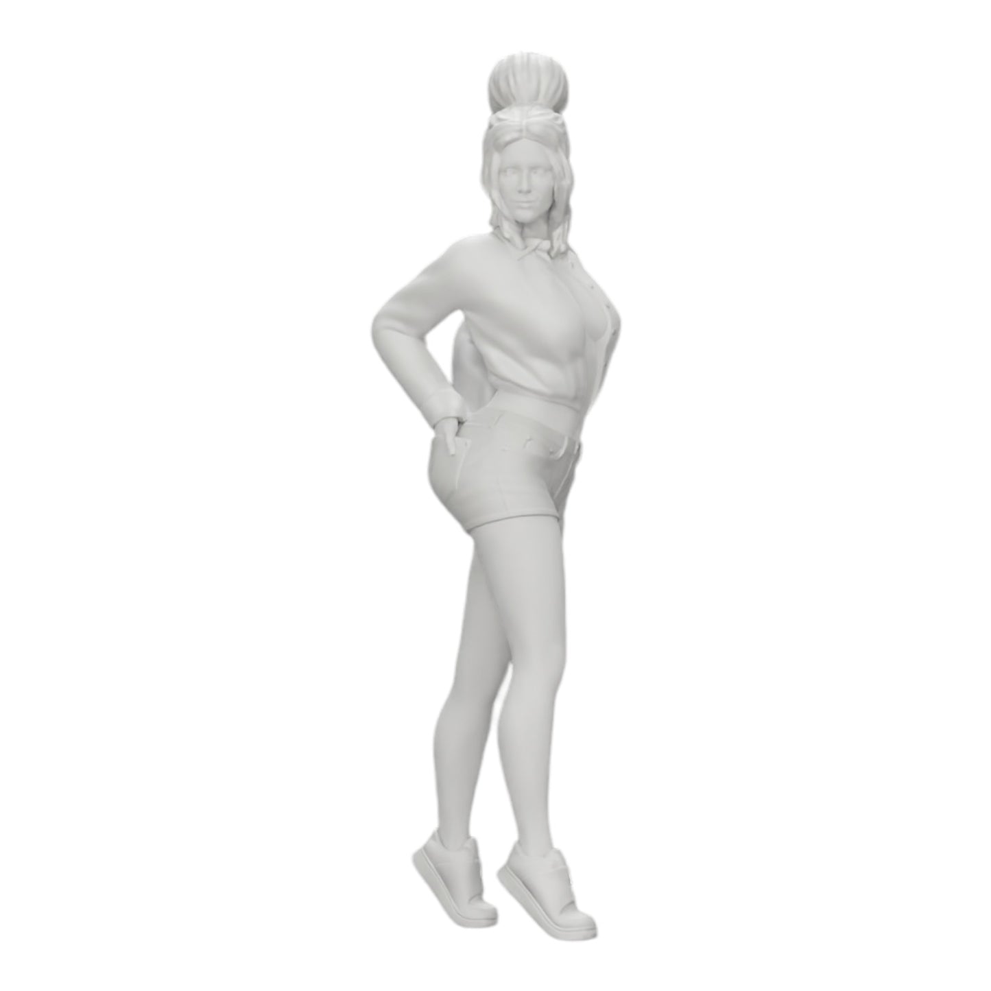 Diorama Modellbau Produktfoto 0: Sexy Mädchen in Shorts und offenem Minishirt und Händen in Gesäßtasche (Ref Nr. A38)