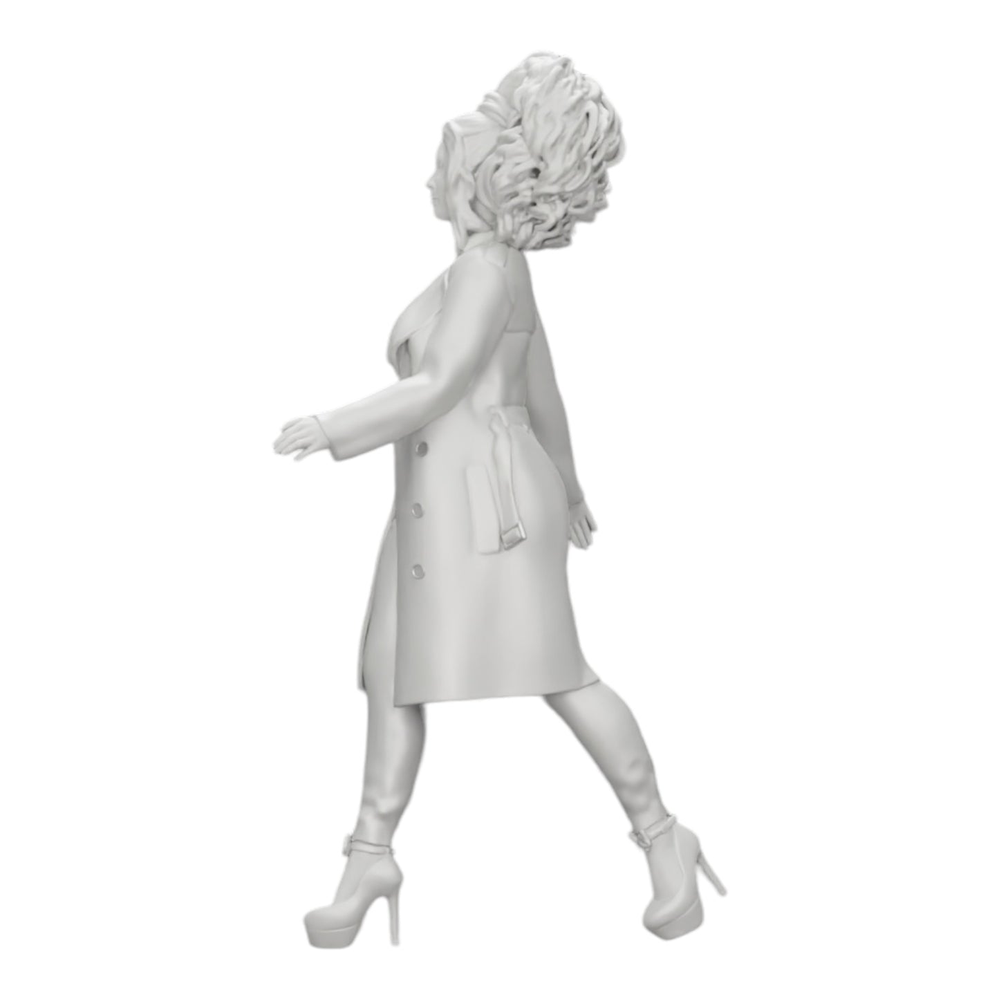 Diorama Modellbau Produktfoto 0: Modische Frau mit lockigem Haar in langen, offenen Mantel spaziert (Ref Nr. A40)