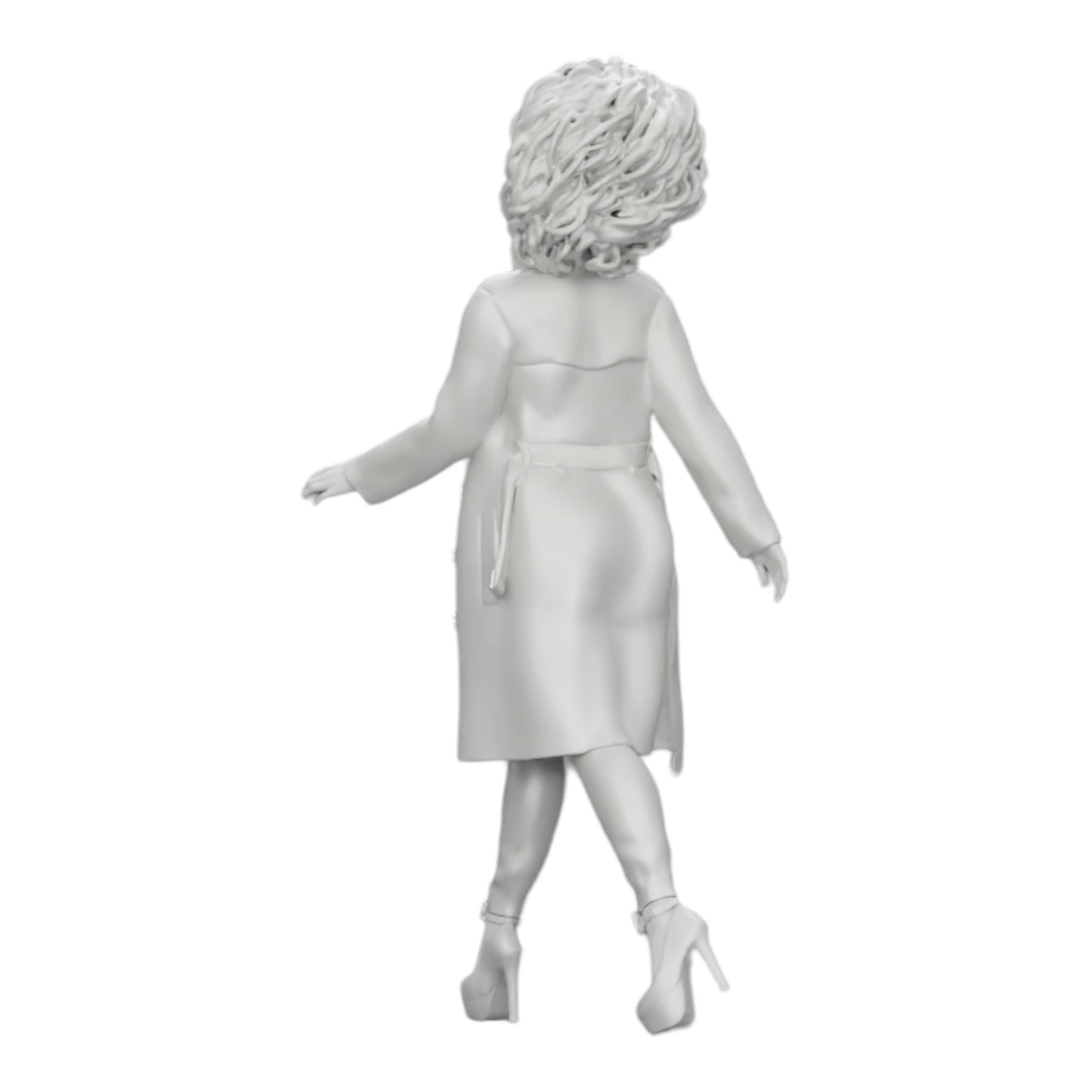 Diorama Modellbau Produktfoto 0: Modische Frau mit lockigem Haar in langen, offenen Mantel spaziert (Ref Nr. A40)