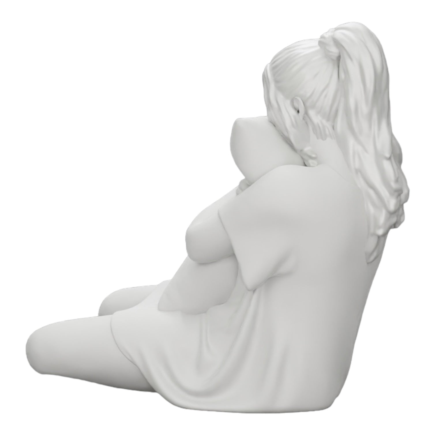 Foto del producto de modelismo de diorama 0: Chica viendo una película de terror y sosteniendo un cojín (Ref Nr. A43)