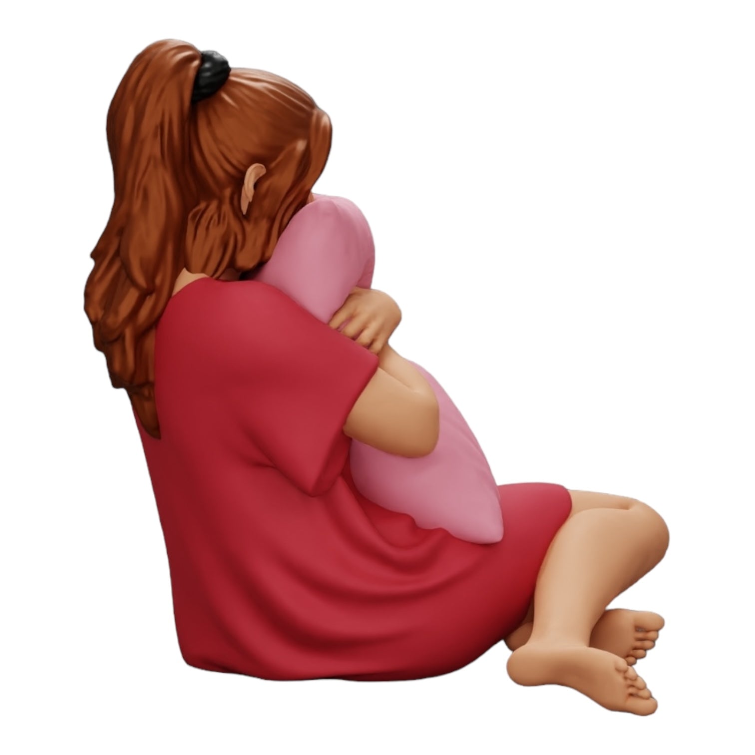 Foto del producto de modelismo de diorama 0: Chica viendo una película de terror y sosteniendo un cojín (Ref Nr. A43)