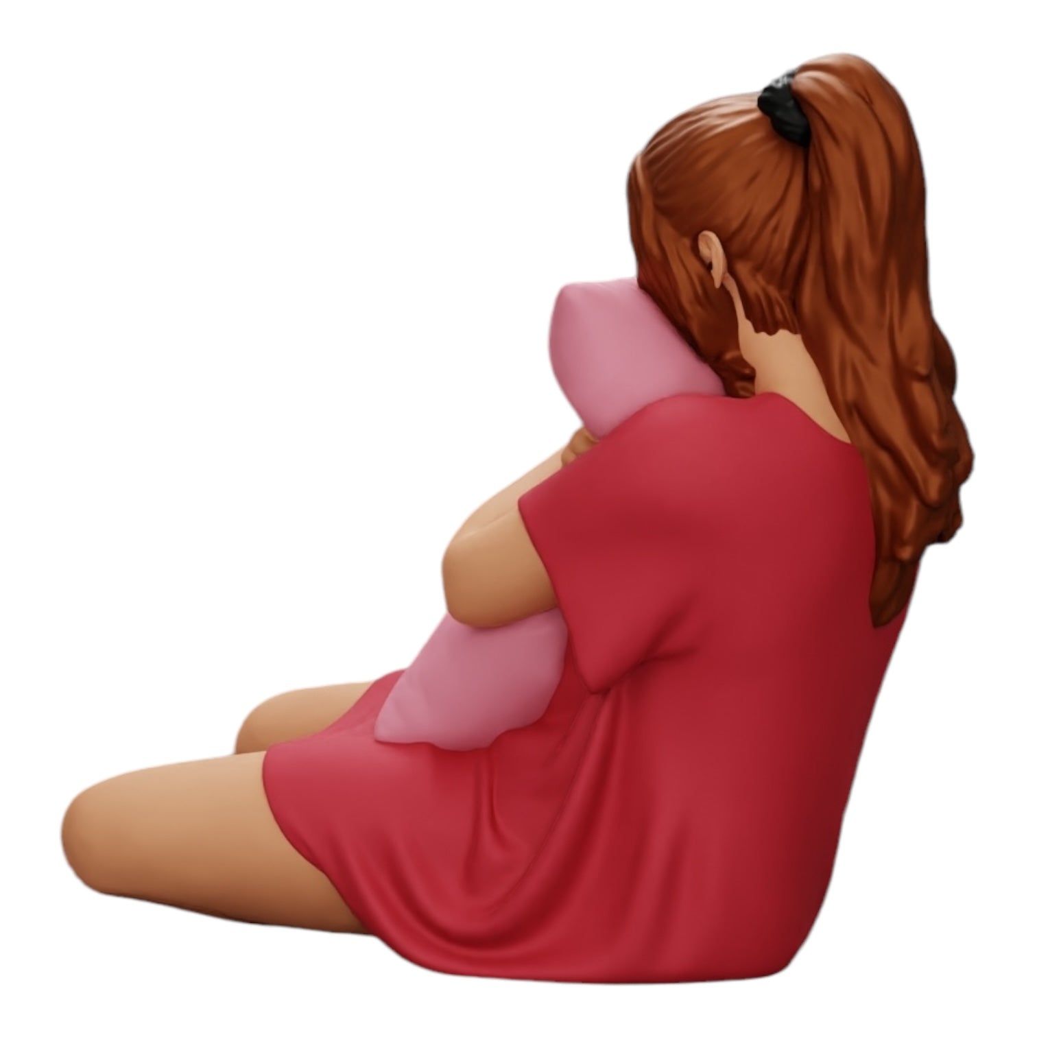 Foto del producto de modelismo de diorama 0: Chica viendo una película de terror y sosteniendo un cojín (Ref Nr. A43)