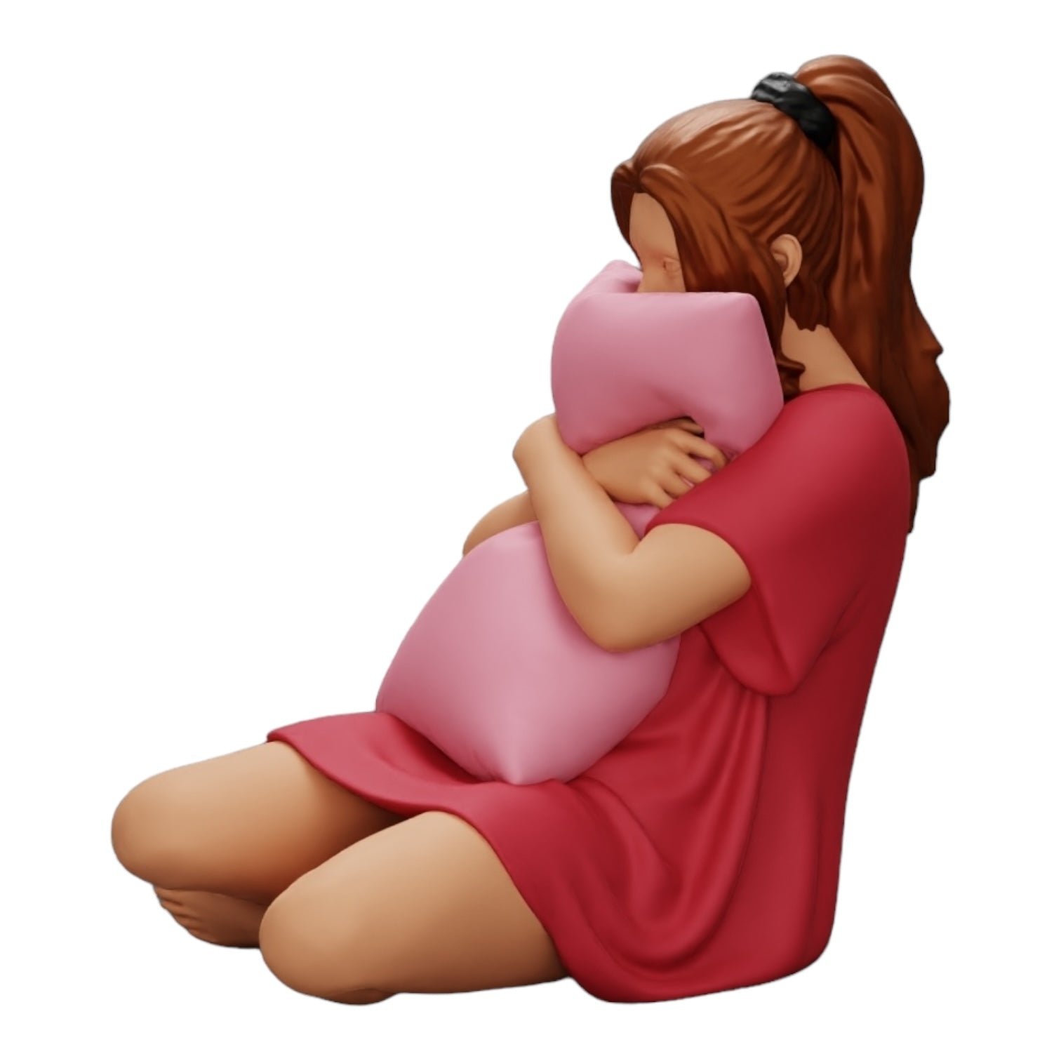 Foto del producto de modelismo de diorama 0: Chica viendo una película de terror y sosteniendo un cojín (Ref Nr. A43)