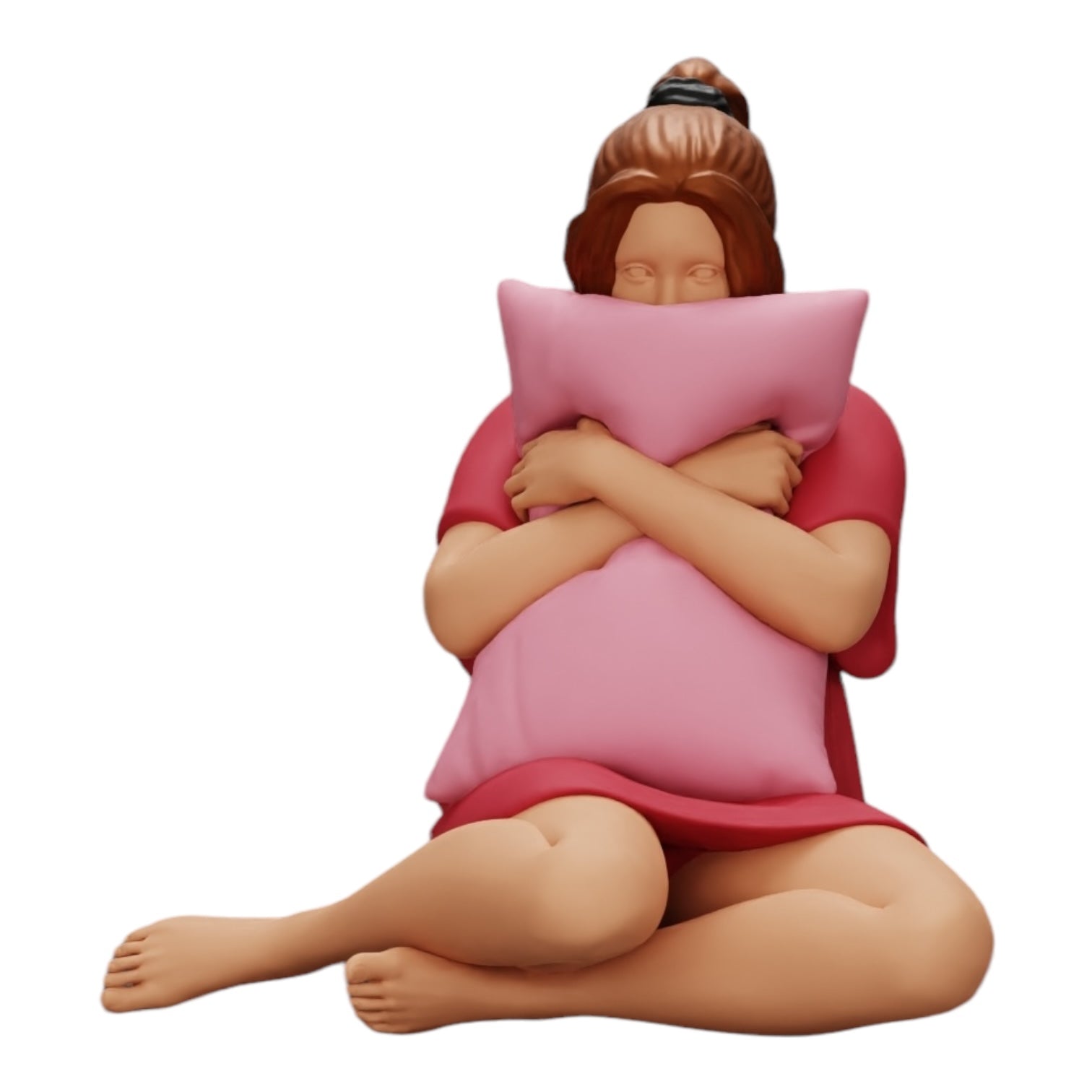 Foto del producto de modelismo de diorama 0: Chica viendo una película de terror y sosteniendo un cojín (Ref Nr. A43)