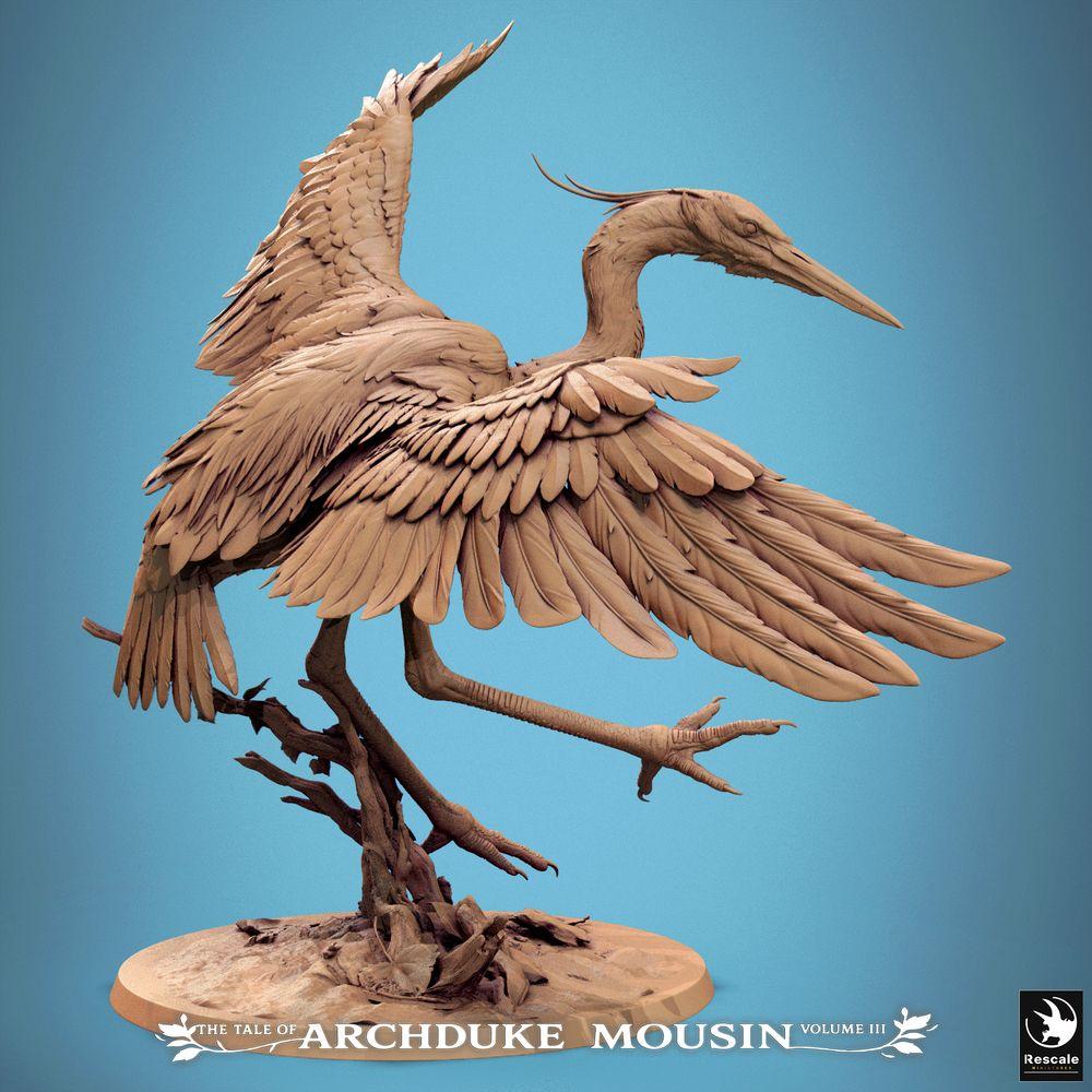 Foto del producto Tabletop 28mm Lord of the Print (LotP) 0: Figura de fantasía: Demonio garza bestia en aterrizaje sobre rama - Criatura voladora de tabletop, monstruo ave, monstruo de wargaming, modelo jefe con base escénica, pose dinámica (Heron Landing) (25_07_D1)