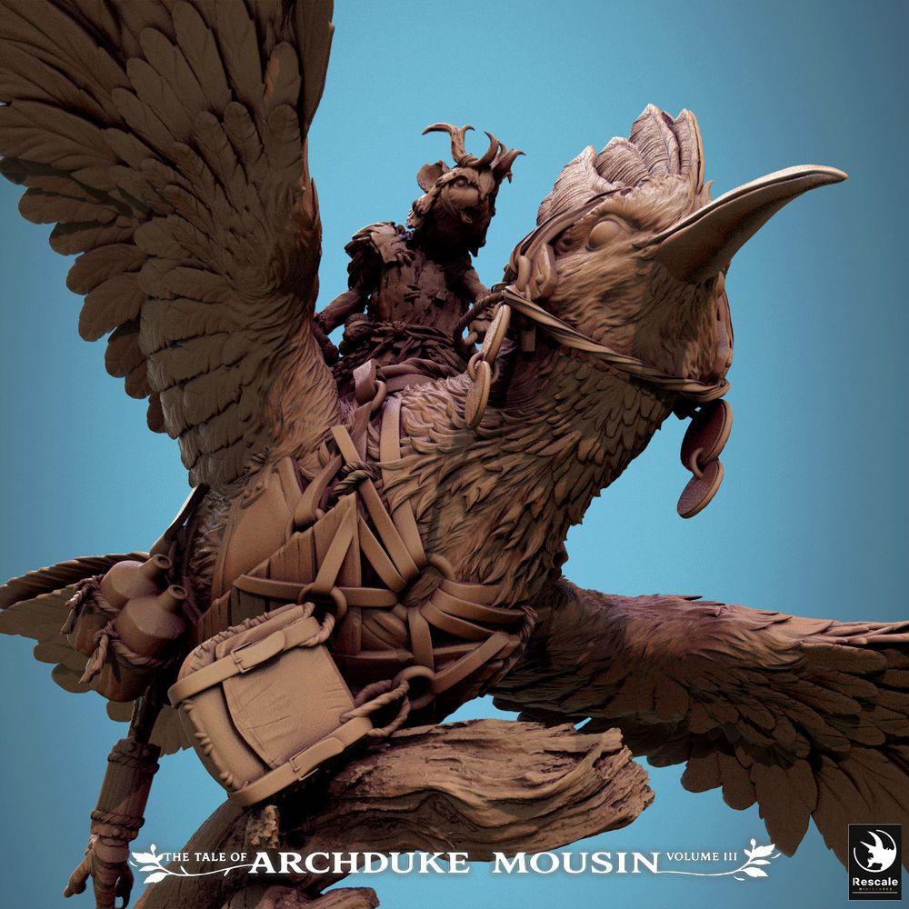 Foto del producto Tabletop 28mm Lord of the Print (LotP) 4: Miniatura de Tabletop: Caballero Ratón sobre Wiedehopf (Hoopoe) - Jinete de la Caballería Aérea con Sable, figura de héroe de escaramuza, jinete de bestias (25_07_E1)