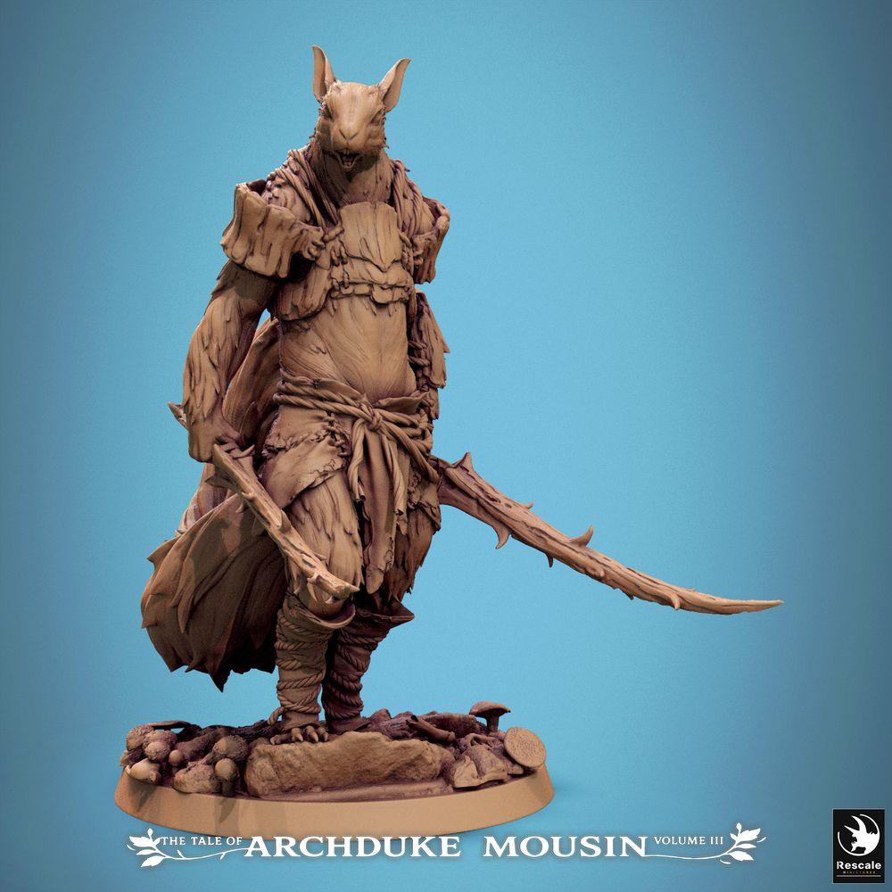 Foto del producto Tabletop 28mm Lord of the Print (LotP) 0: Miniatura de Tabletop: Líder Rattling con dos espadas curvas - Señor bestia, Duelista, Espadachín, Doble empuñadura, Skirmish/RPG, Jefe monstruo, Base de diorama Bosque/Cueva (25_07_M9)