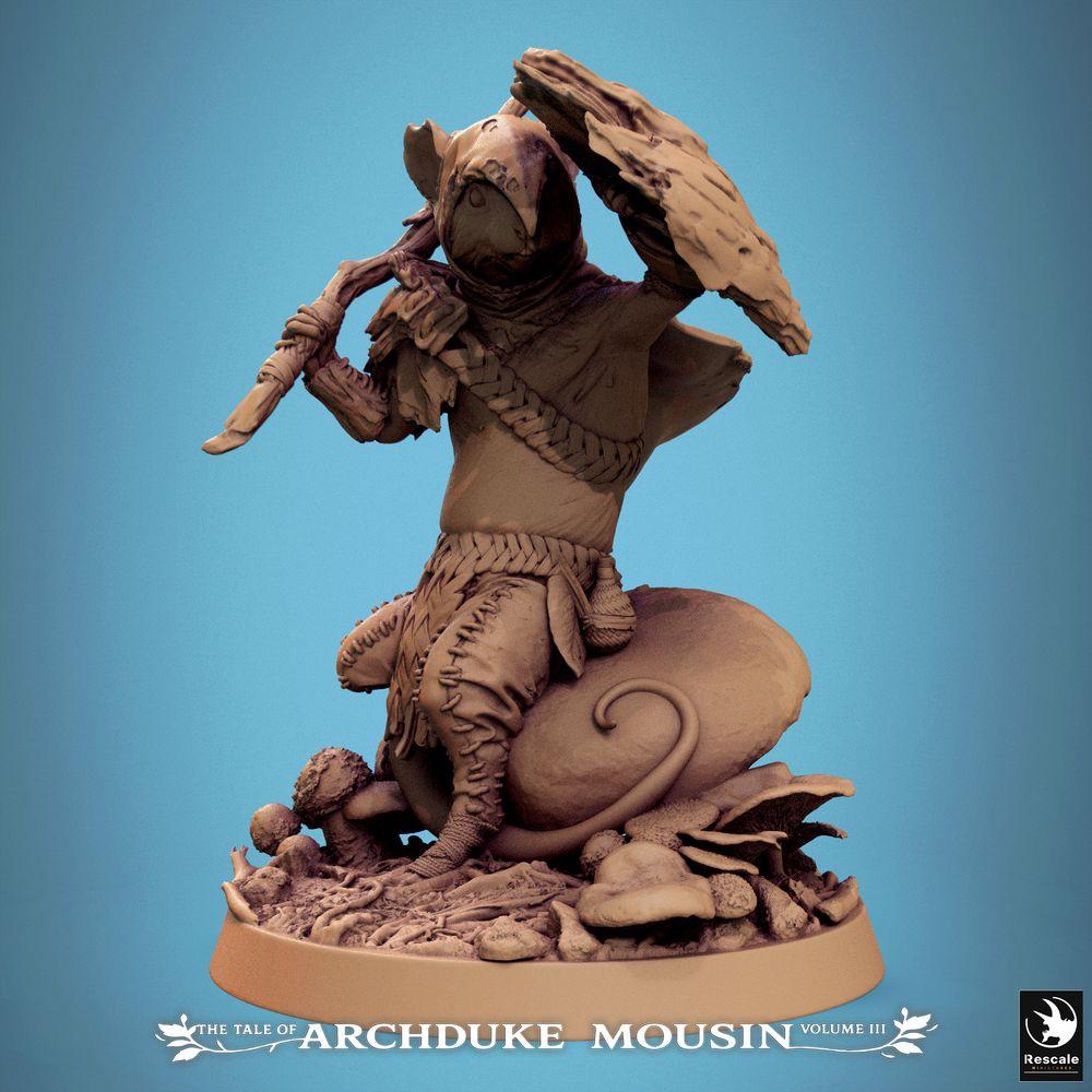 Foto del producto Tabletop 28mm Lord of the Print (LotP) 0: Miniatura de Tabletop: Guerrero Ratón, Hombre Rata Explorador/Pícaro, Explorador/Emboscador con Daga Curva y Escudo de Hoja (25_07_I3)