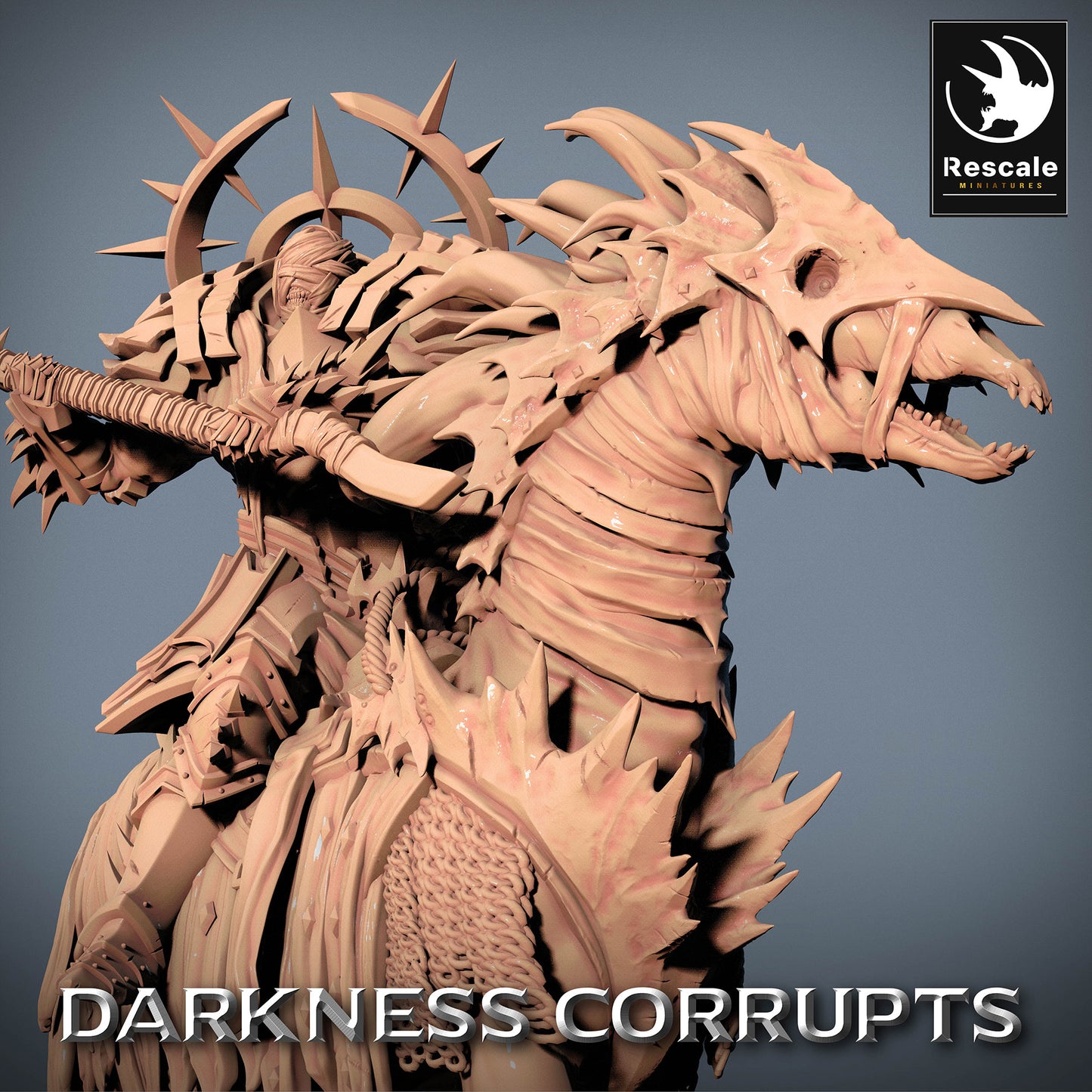 Imagen del producto 4 de 4: Miniatura de Tabletop: Jinete del Infierno - guerrero demoníaco montado en bestia demoníaca con hacha de guerra a dos manos, luchador de hacha de fantasía oscura y guerrero del caos, modelo jefe de wargaming y líder de ejército (23_07_D6)