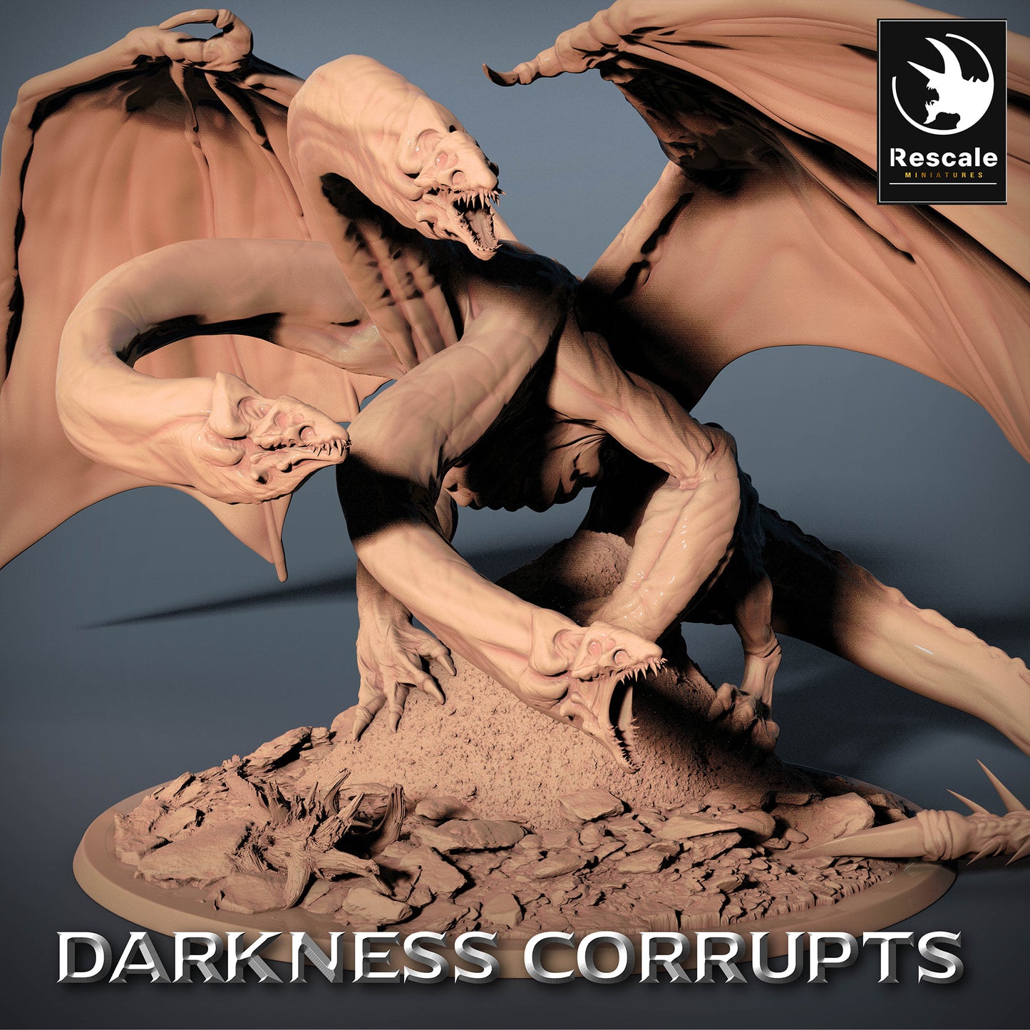 Imagen del producto 5 de 5: Miniatura de Tabletop: Hidra - hidra de múltiples cabezas, cría demoníaca de dragón con alas membranosas, monstruo jefe del inframundo (23_07_A)
