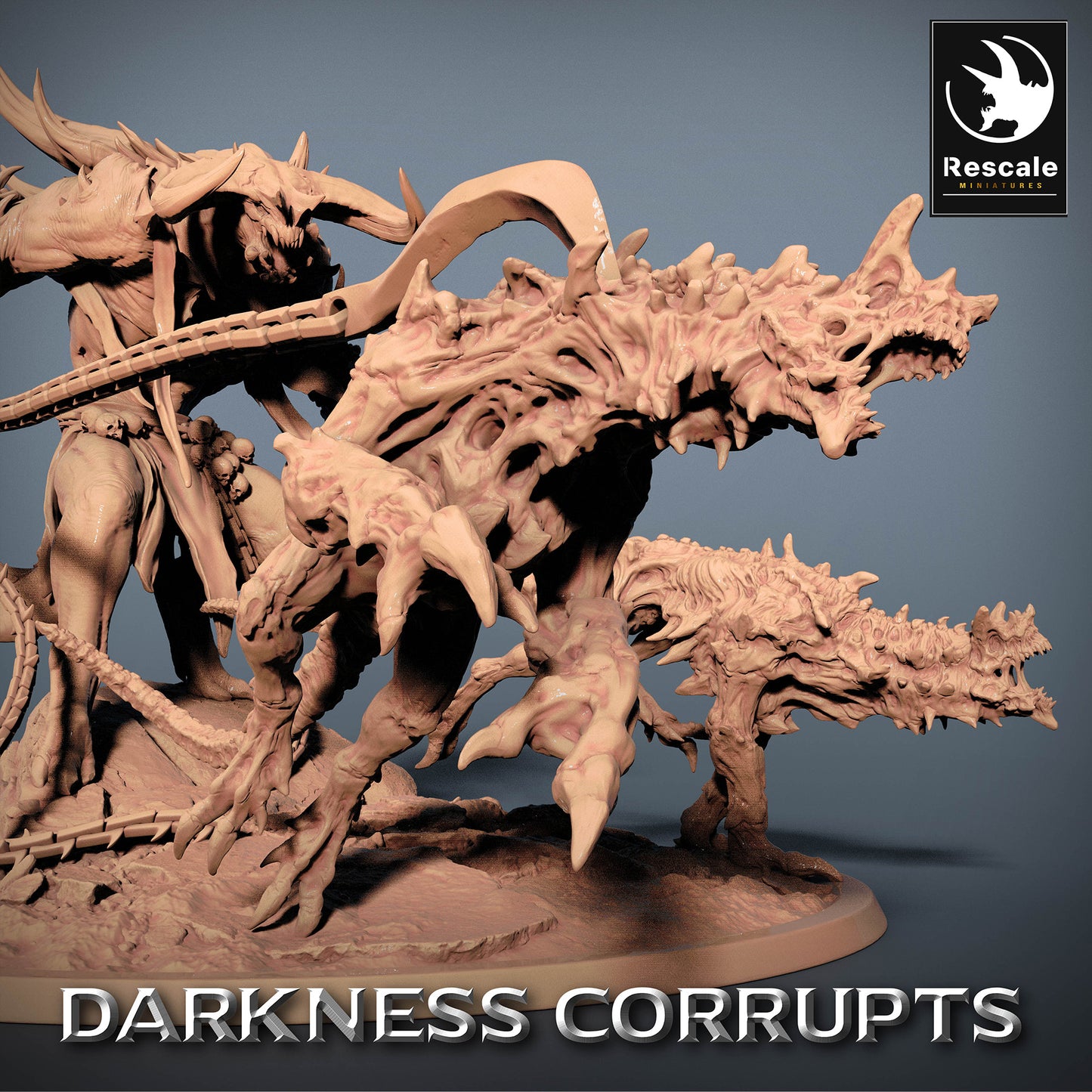Imagen del producto 4 de 4: Miniatura de Tabletop: Maestro de Bestias Demoníacas con dos Perros del Infierno encadenados - Domador Infernal, Controlador del Infierno, Líder de Culto (23_07_B)