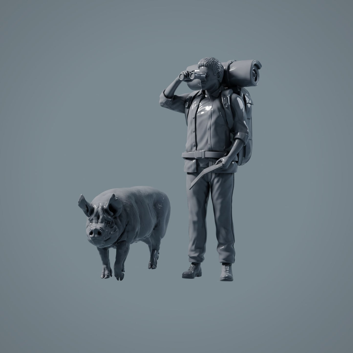 Figuras de animales de granja: Jabalí caminando - Berkshire Pig (a040)