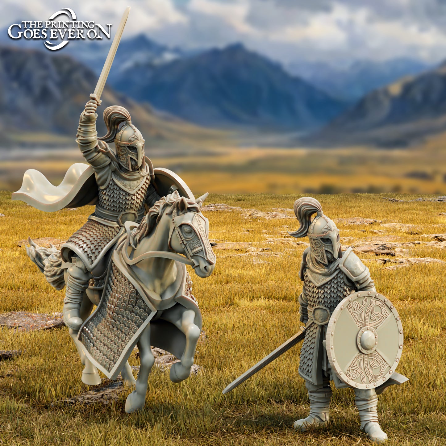 Produktfoto Tabletop 28mm The Printing Goes Ever On (TPGEO) 0: Eredhelm Feldherr der Mark - Zu Fuß und auf dem Pferd - Tapferer Anführer