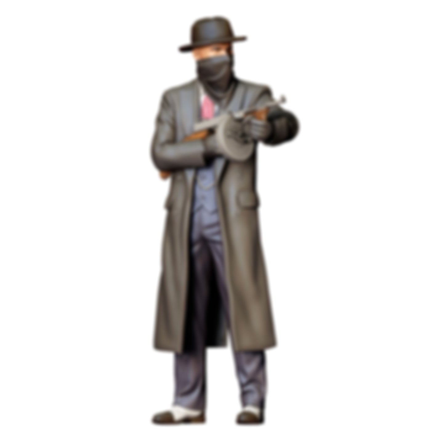 3DP Miniatures 4: Stehende Figur: Mann im Mantel mit Hut & Maschinenpistole mit Trommelmagazin (Ref. Nr. 515)