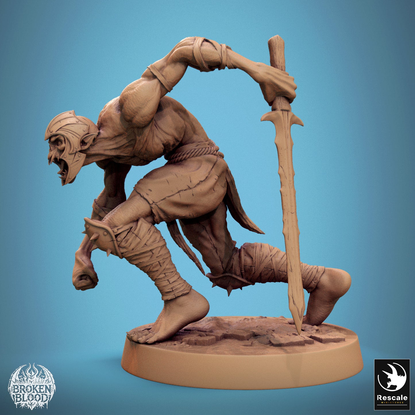 Foto del producto Tabletop 28mm Lord of the Print (LotP) 1: Miniatura de Tabletop: Ghoul Ravager, portador de lanza no muerto en ataque, berserker con máscara de hueso (24_11_C11)