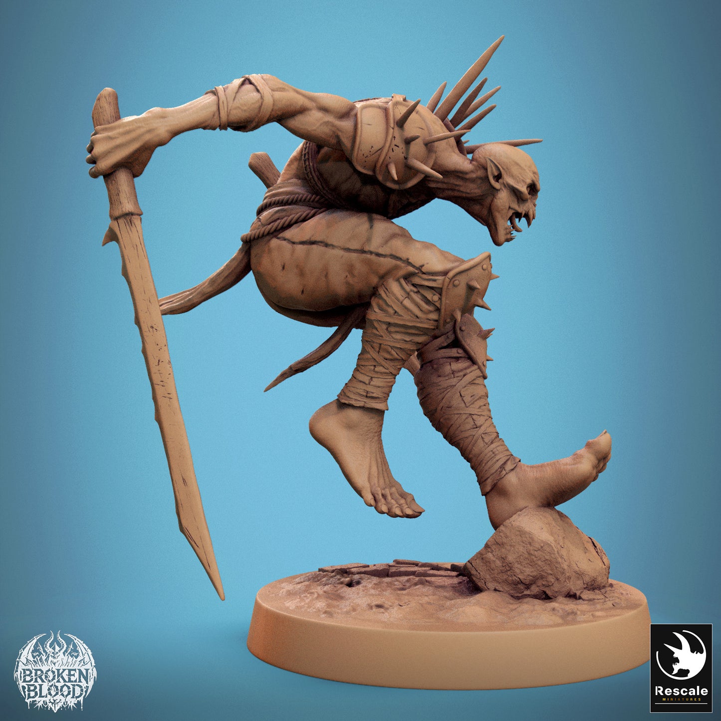 Foto del producto Tabletop 28mm Lord of the Print (LotP) 1: Miniatura de Tabletop: Ghul desolador, aterrizaje mortal en salto, guerrero de calaveras con cuchillas óseas, monstruoso élite de combate cuerpo a cuerpo (24_11_C13)