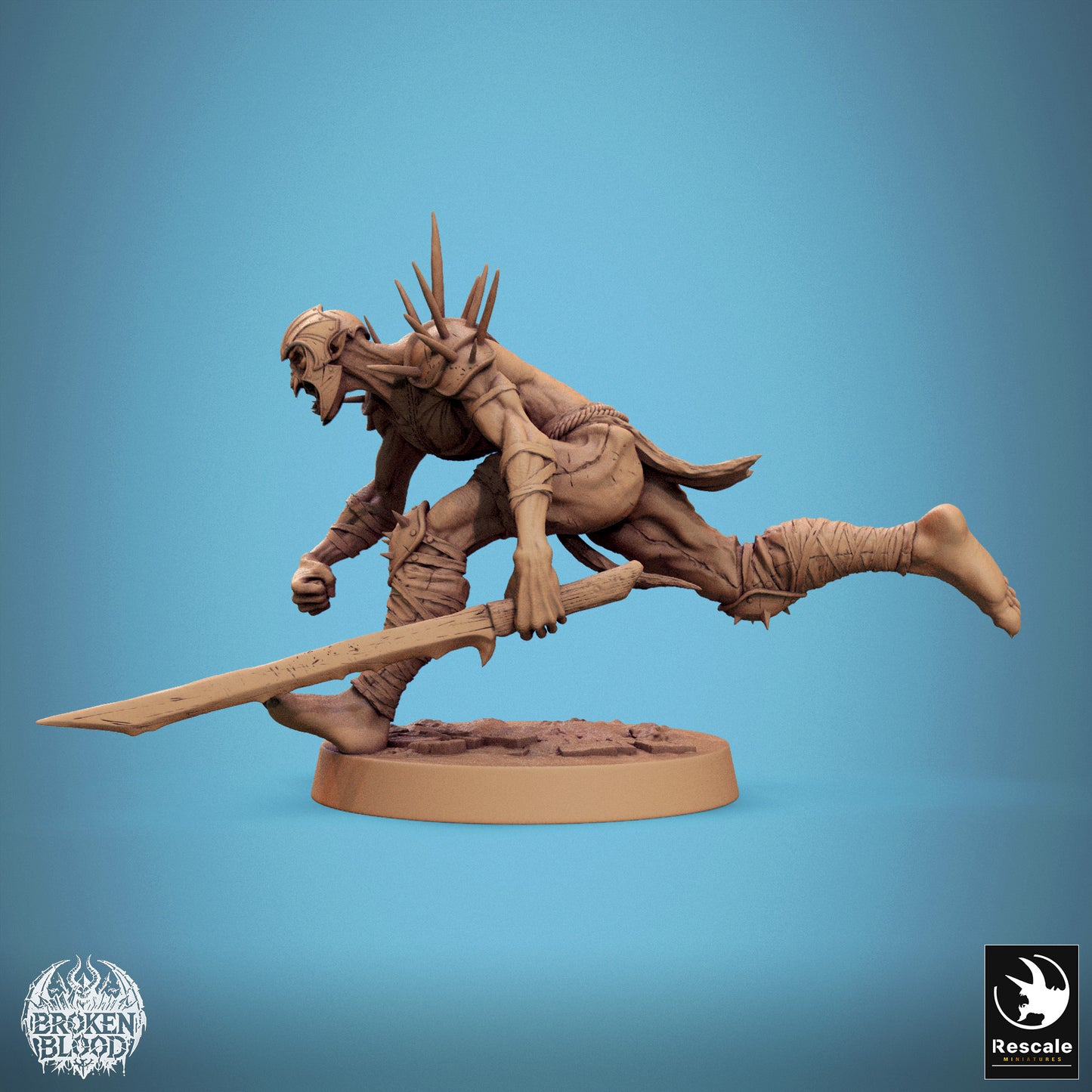 Foto del producto Tabletop 28mm Lord of the Print (LotP) 1: Miniatura de Tabletop: Ghoul Ravager - Ghul-Berserker en carga con maza, guerrero no muerto, bárbaro del caos, campeón maldito (24_11_C23)