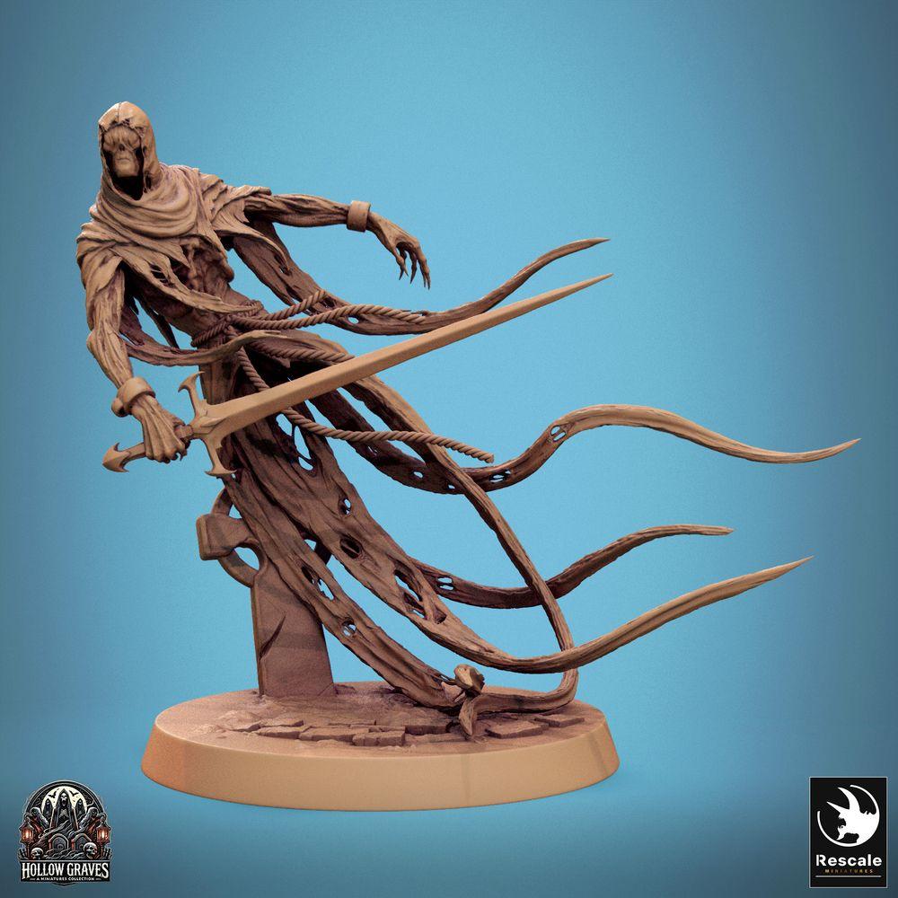 Foto del producto Tabletop 28mm Lord of the Print (LotP) 0: Miniatura de Tabletop: Guerrero espectral Wraith con espada larga, verdugo espectral, espadachín fantasma, maestro de las cuchillas flotante (24_10_A7)