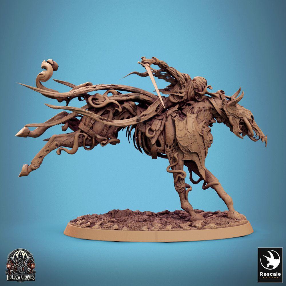 Foto del producto Tabletop 28mm Lord of the Print (LotP) 0: Miniatura de Tabletop: Sombra Jinete, Caballero No Muerto - Caballero Espectral con Espada Larga en Carga, Líder Maldito a Caballo (24_10_C2)