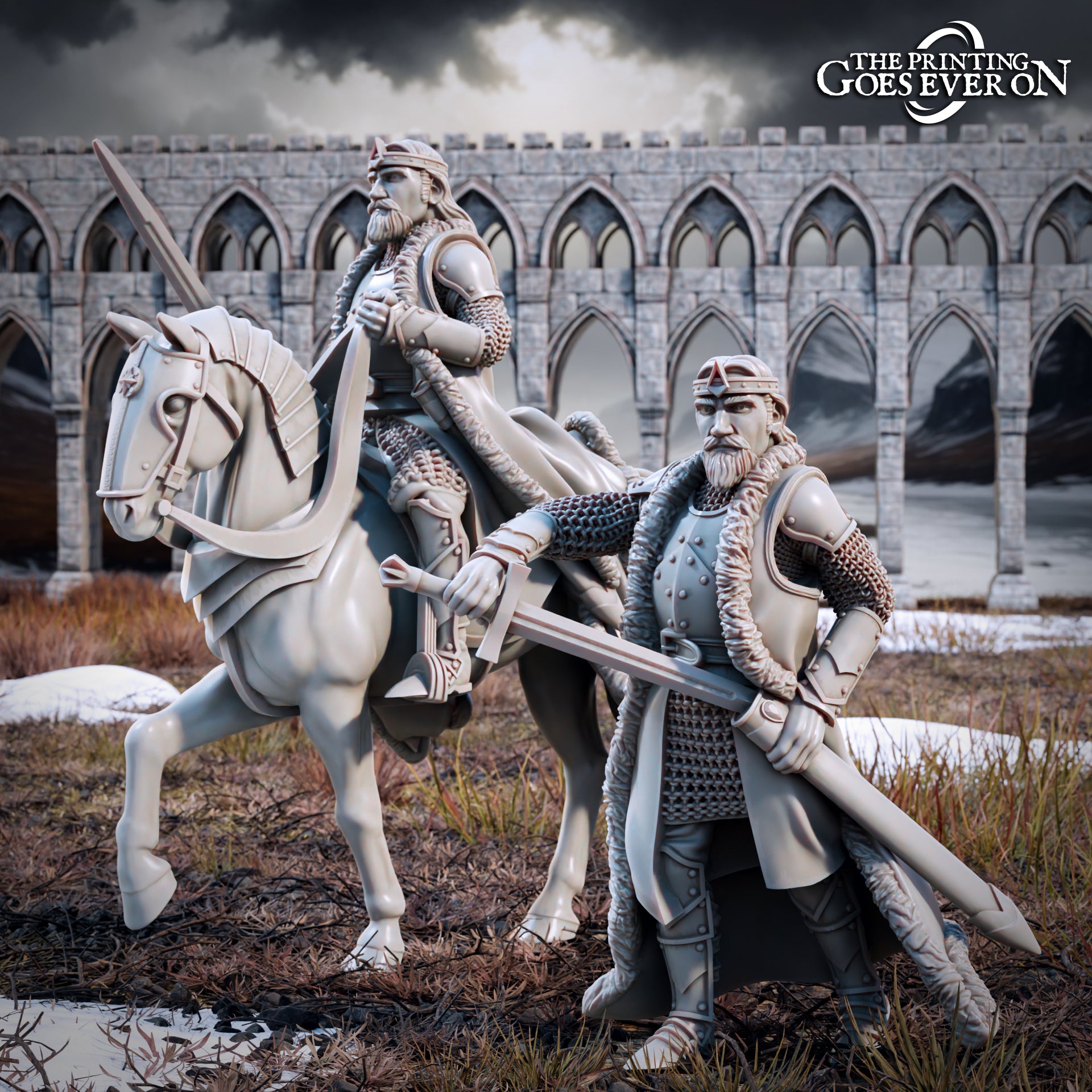 Foto del producto Tabletop 28mm The Printing Goes Ever On (TPGEO) 0: Rey Arvelon - A caballo y a pie: Valiente líder de los hombres del norte