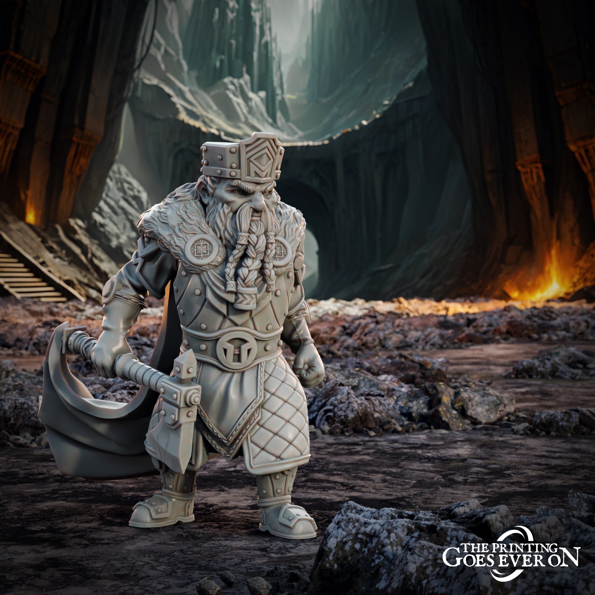 Foto del producto Tabletop 28mm The Printing Goes Ever On (TPGEO) 0: Rey Enano - Rey Dunnir con Guardia - Líder del Reino Enano
