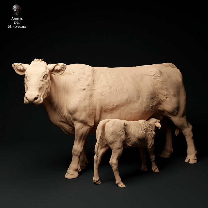 Foto del producto Figura de animal Diorama, Modelismo: 0: Figura de animal de granja: Vaca y ternero - Vaca Red Devon