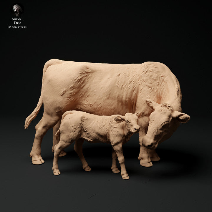 Foto del producto figura de animal diorama, modelismo: 0: Figura de animal de granja: Vaca y ternero 2 - Vaca Red Devon