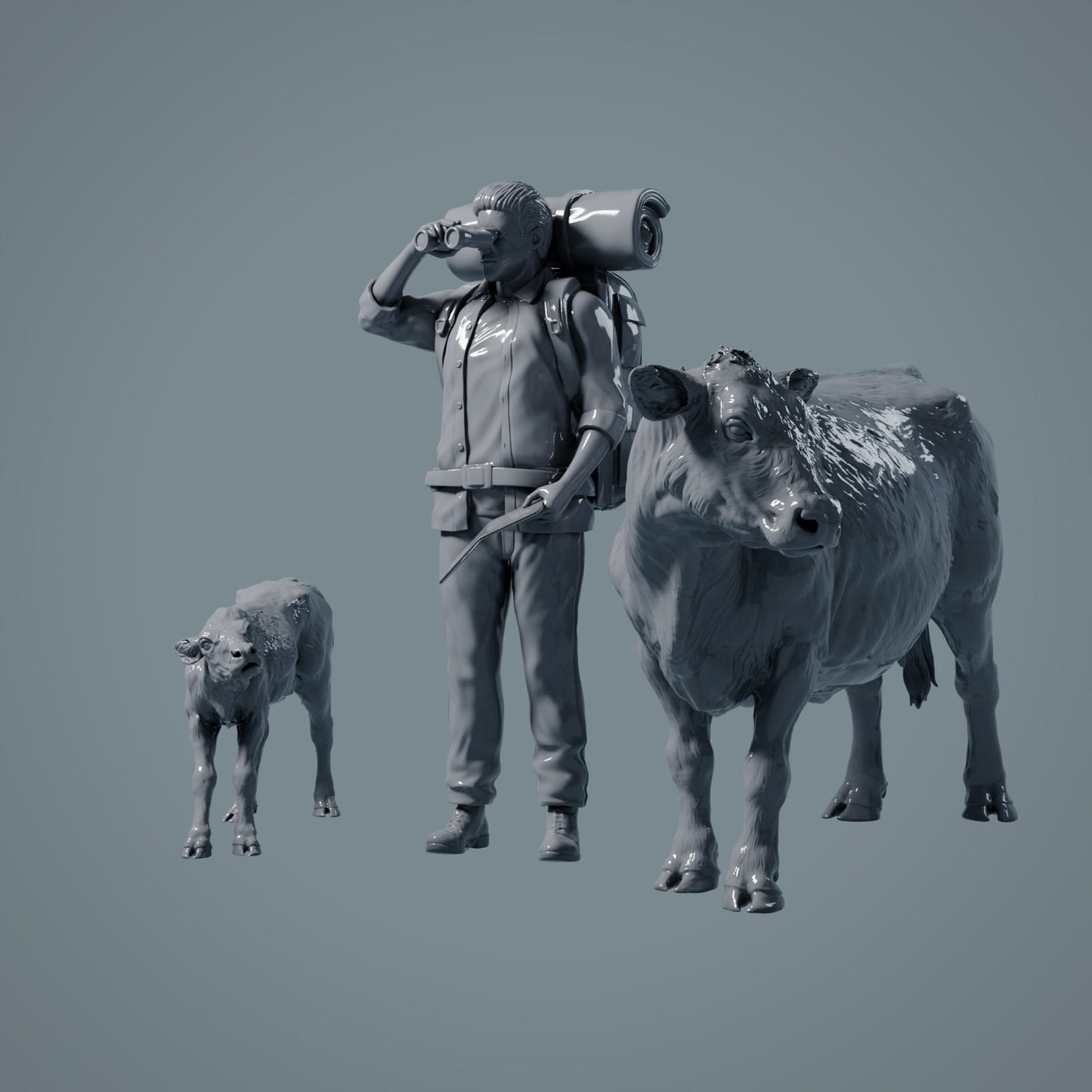 Figura de Granja: Vaca y Ternero - Vaca Red Devon (a029)