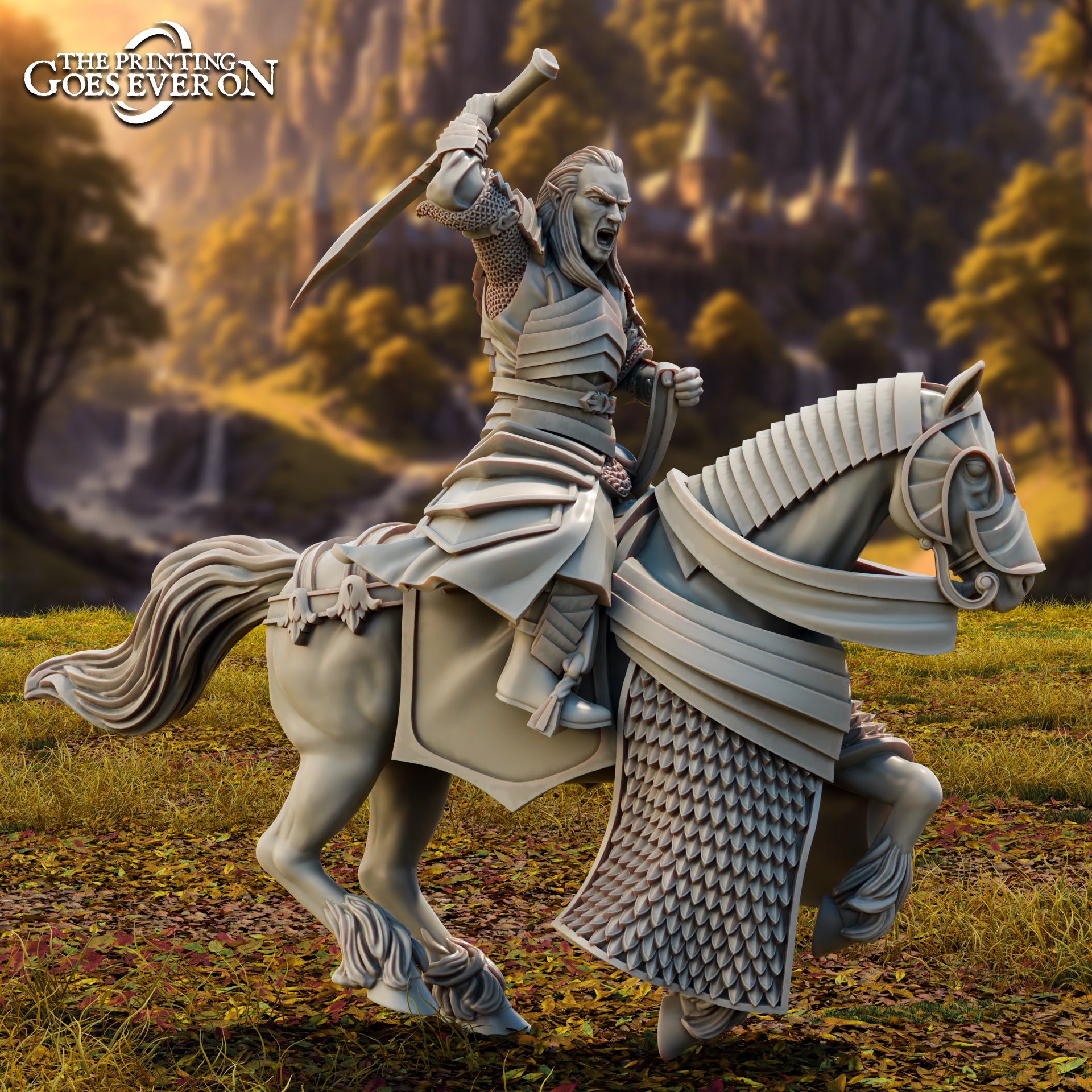 Foto del producto Tabletop 28mm The Printing Goes Ever On (TPGEO) 0: Lord Eleron Elfo Alto Héroe - A pie y a caballo - Valiente líder de los Elfos Altos