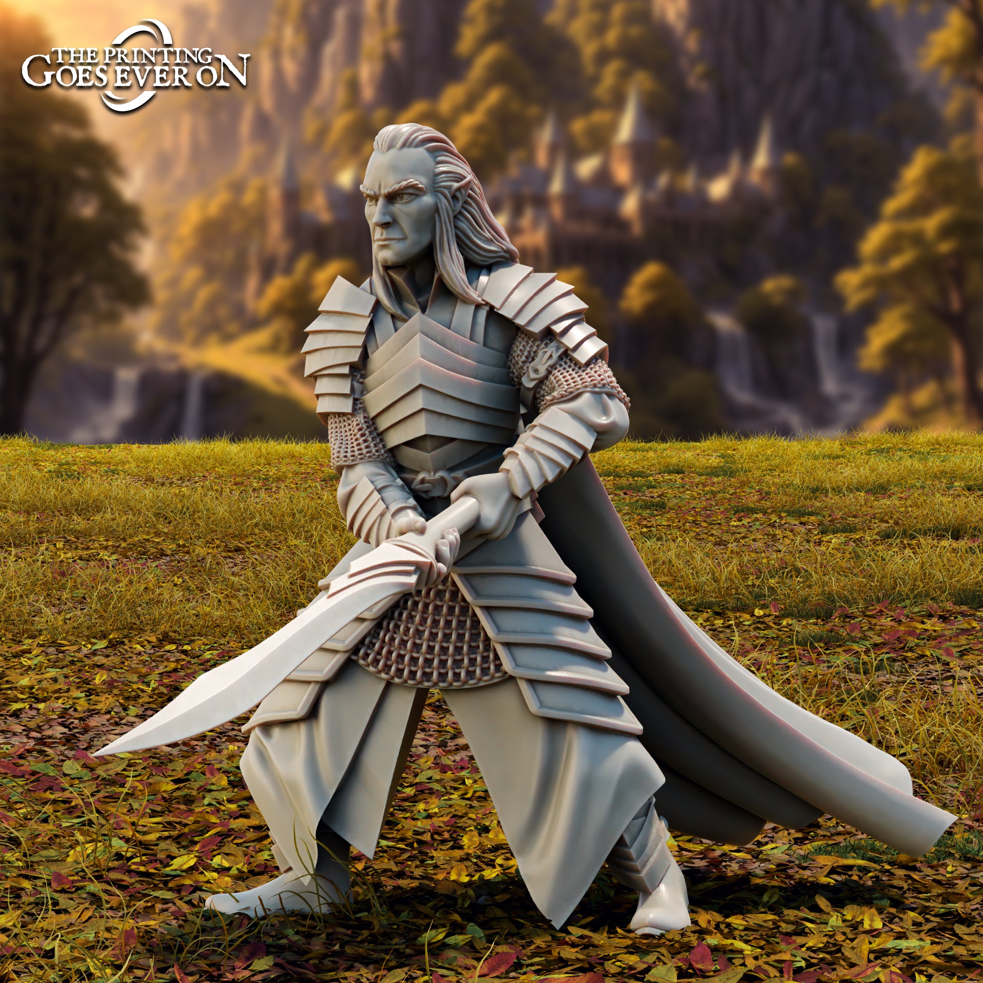 Foto del producto Tabletop 28mm The Printing Goes Ever On (TPGEO) 0: Lord Eleron Elfo Alto Héroe - A pie y a caballo - Valiente líder de los Elfos Altos