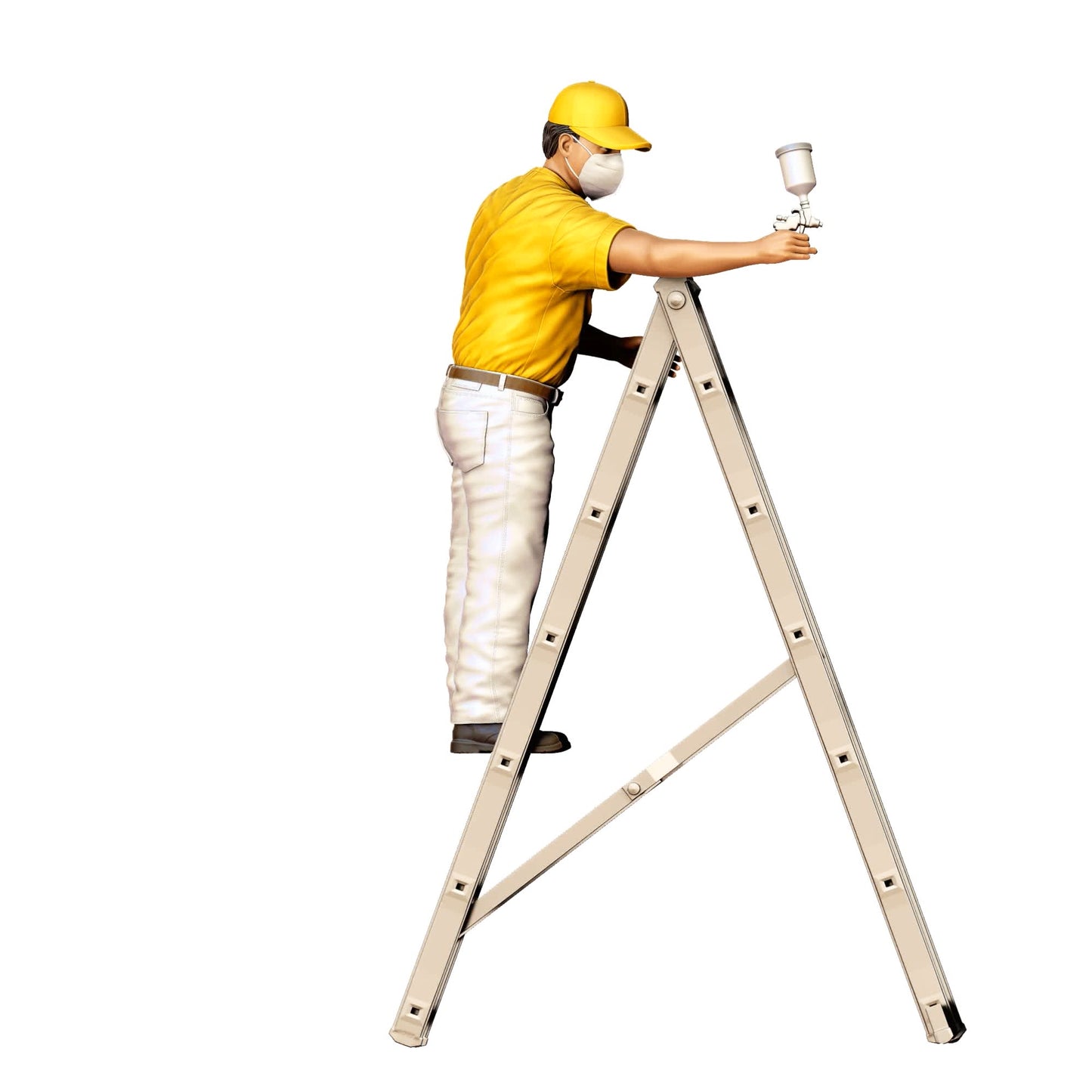 Produktfoto 0: Maler/ Lackierer mit Spraypistole - Handwerker auf Leiter