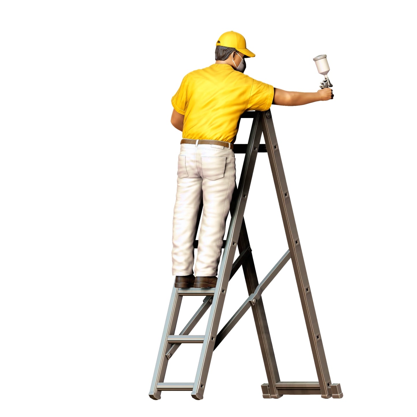 Produktfoto 0: Maler/ Lackierer mit Spraypistole - Handwerker auf Leiter