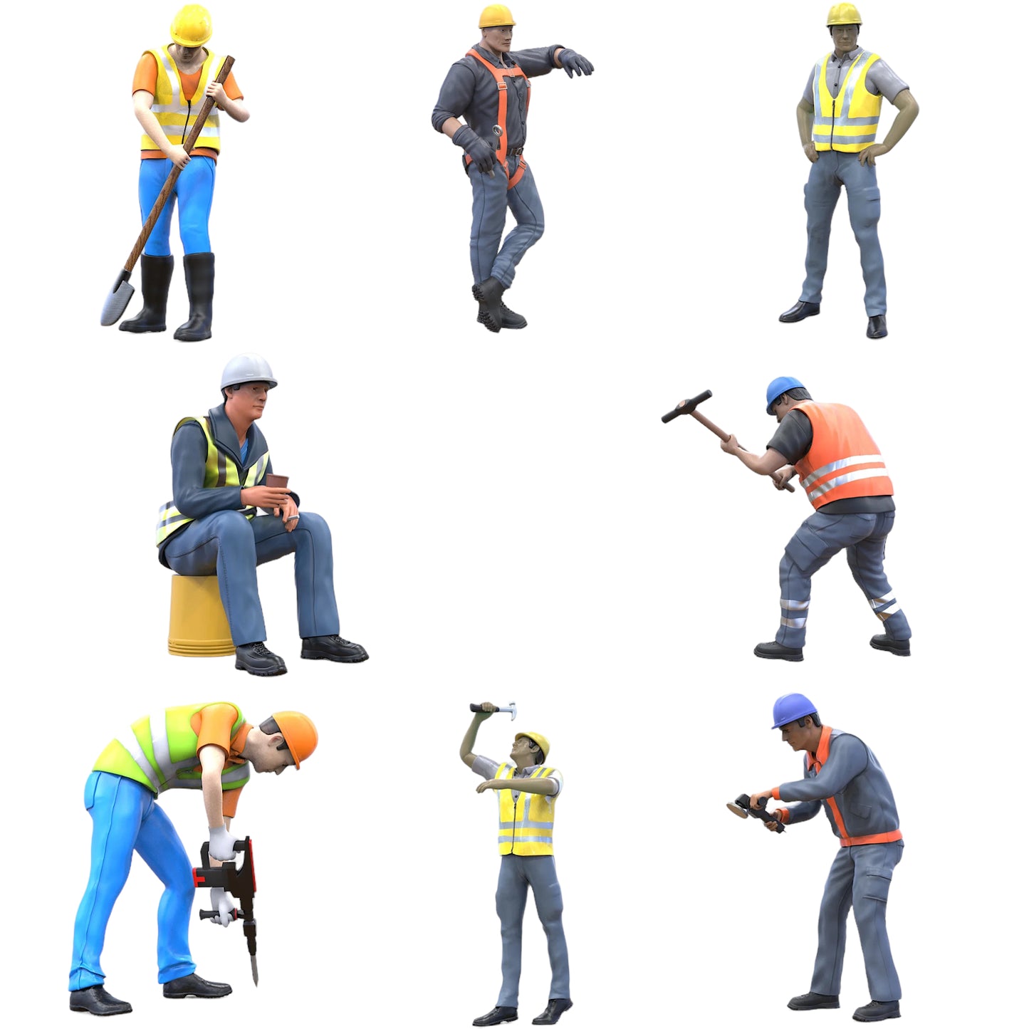 Foto del producto Diorama y modelismo figura en miniatura: Set de trabajadores, 8 figuras