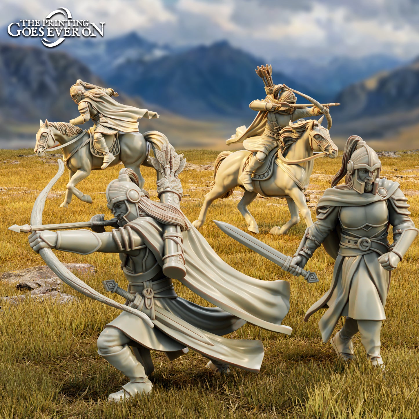 Foto del producto Tabletop 28mm The Printing Goes Ever On (TPGEO) 0: Escaramuzador de la Marca - A pie y a caballo - Nobles mensajeros de los humanos