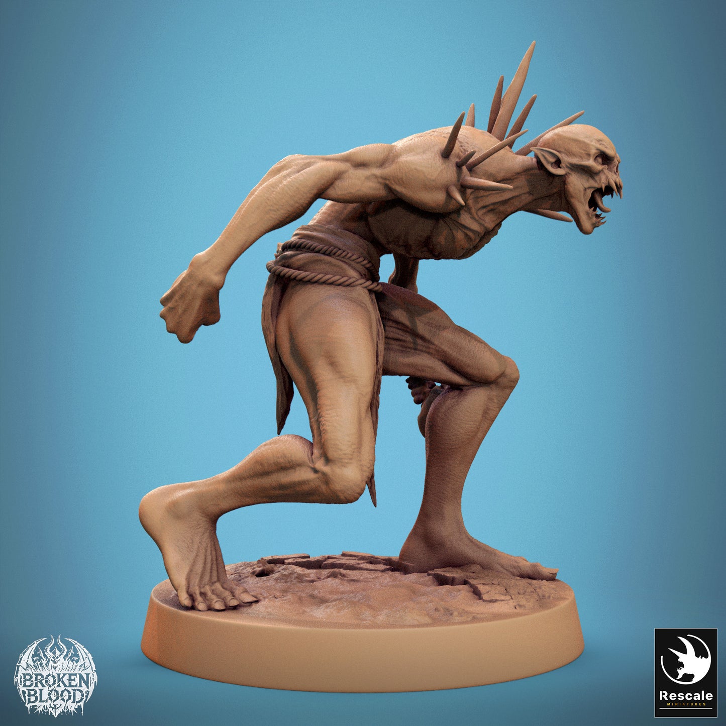 Foto del producto Tabletop 28mm Lord of the Print (LotP) 1: Miniatura de Tabletop: Berserker Ghoul Salvaje, Ghoul Espinoso con Garrote de Columna Vertebral y Cráneo, jefe no muerto rugiente (24_11_B3)