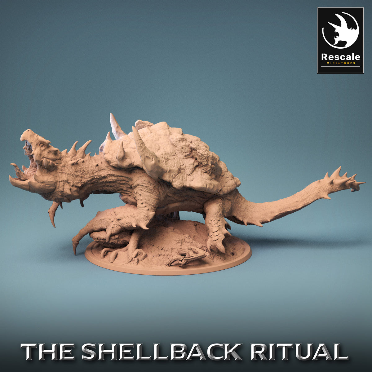 Imagen del producto 2 de 6: Miniatura de Tabletop: Tortuga Dragón - Monstruo de Fantasía Gigante, Miniatura de Jefe con Placas de Cuerno, Armadura de Espinas, Garras y Base de Diorama Dinámica para Wargaming y Skirmish (23_10_B)