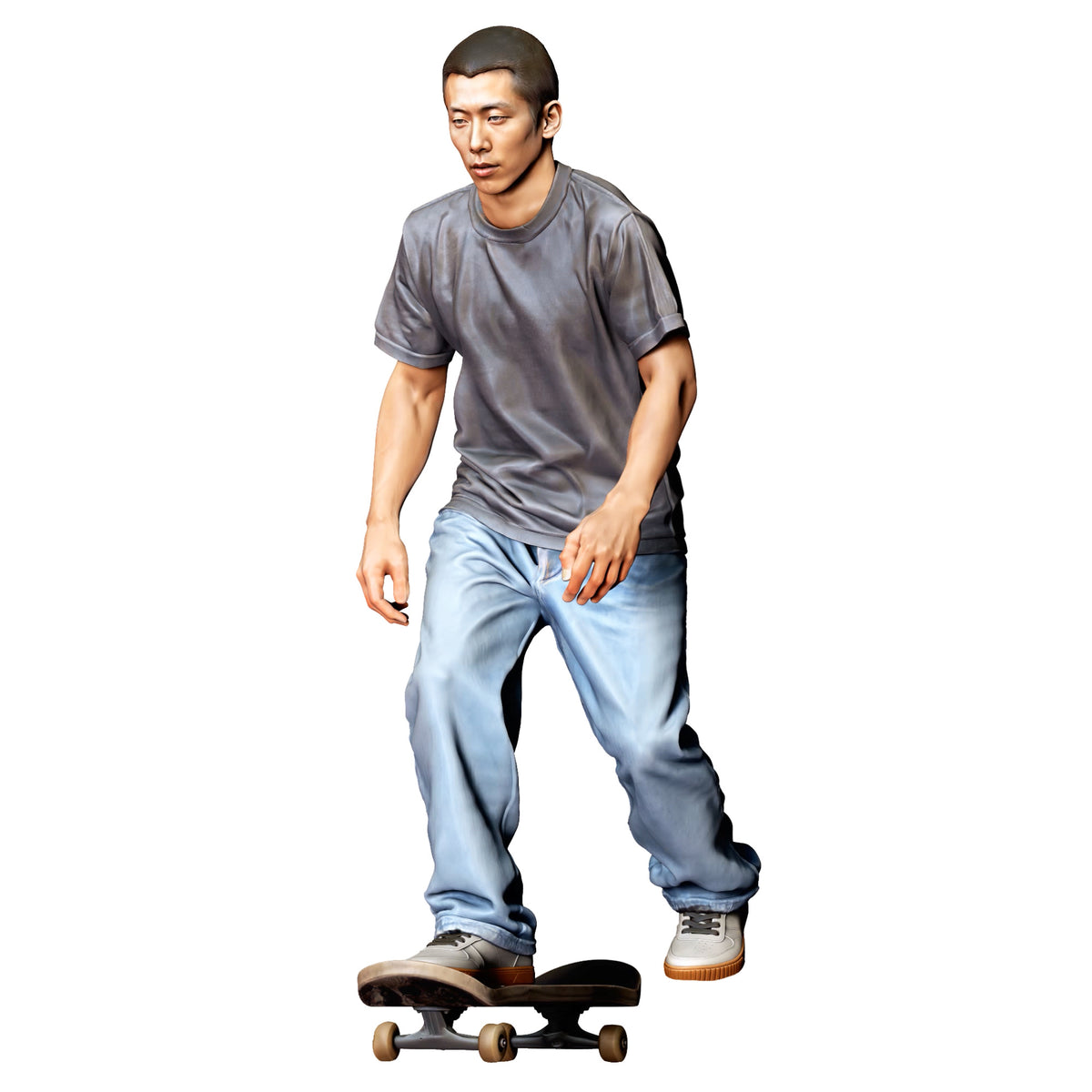 Foto de producto de modelismo para diorama 4: Figura de pie: skater en pose dinámica sobre patineta (Ref. n.º 530)