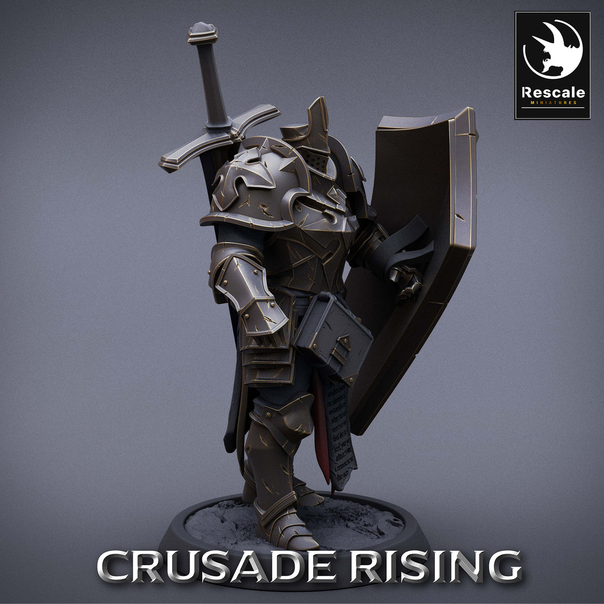 Imagen del producto 2 de 4: Miniatura de Tabletop: Caballero Templario Paladín con Escudo de Torre y Espada de Dos Manos - Guerrero Sagrado, Cruzado, Portador de Escudo, Combatiente de Primera Línea/Tanque, Héroe/Líder de Wargaming (23_04_F18)