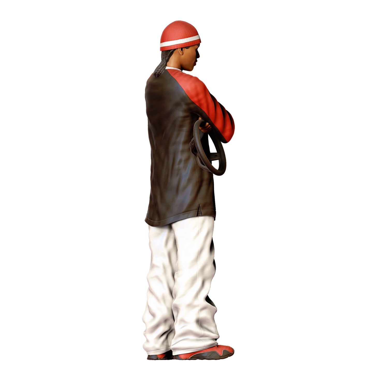 Diorama Modellbau Produktfoto 0: Junger Mann mit Lenkrad – Figur im Streetstyle-Look - Auto Enthusiast (Ref. Nr. 442)
