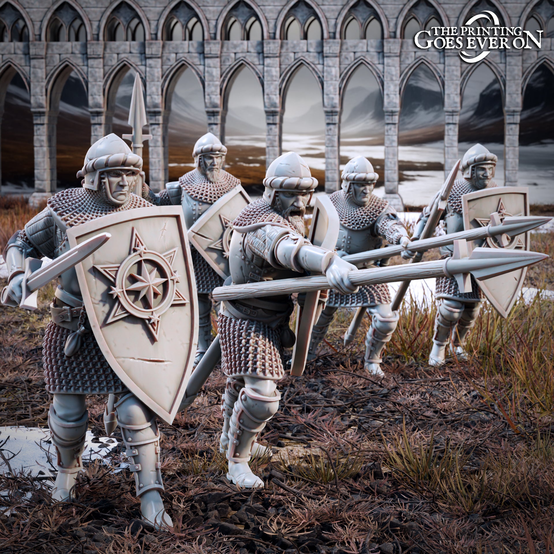 Foto del producto Tabletop 28mm The Printing Goes Ever On (TPGEO) 0: Guerreros humanos - Soldados de los hombres del norte - gran unidad