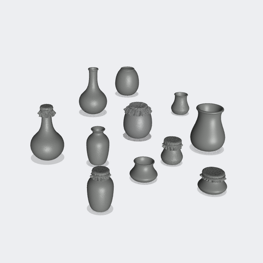 Foto del producto Miniatura Muebles, Decoración Diorama y Modelismo 0: Almacenamiento y Organización: Juego de Jarras B - 11 Jarras de Barro, Contenedores, Tazas, Vasos, Cuencos